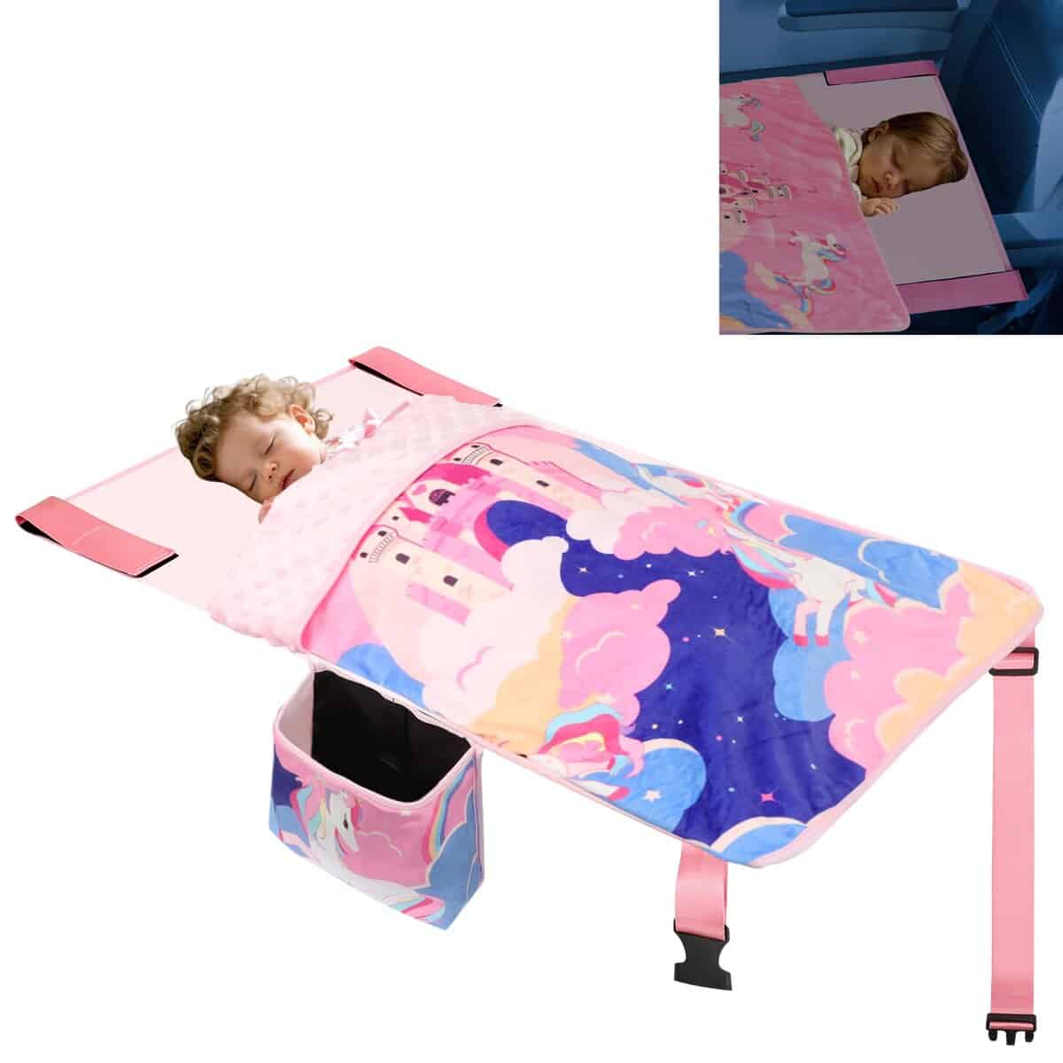 Cama de avión para niños con manta, Esenciales -Unicornio