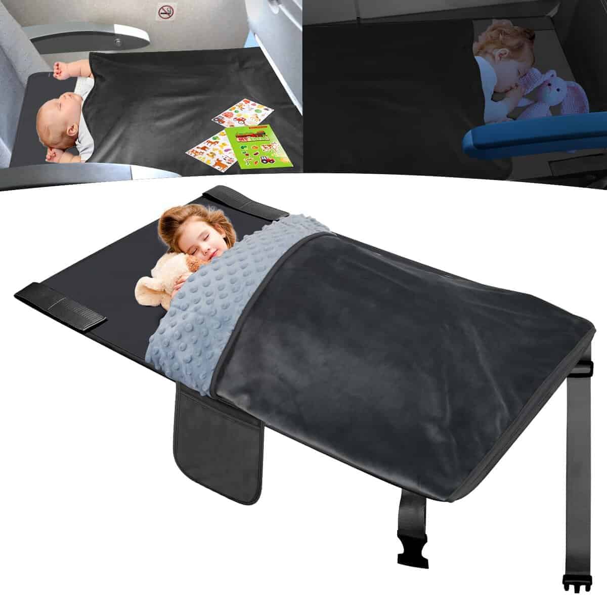 Cama de avión para niños GoCozy con manta, -Gris con manta