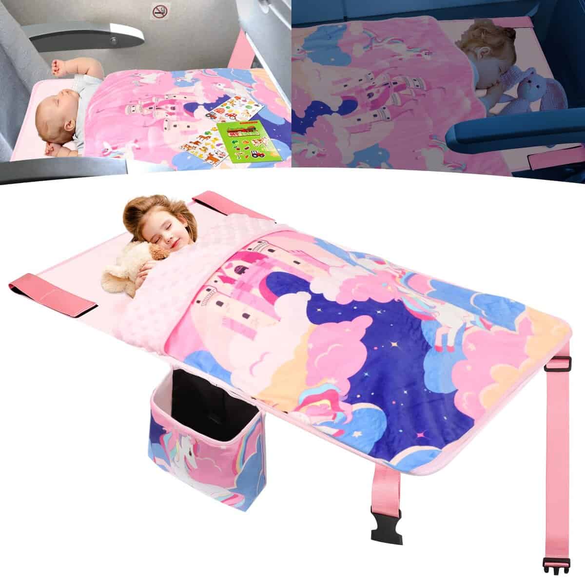 Cama de avión para niños GoCozy con manta, -Unicornio