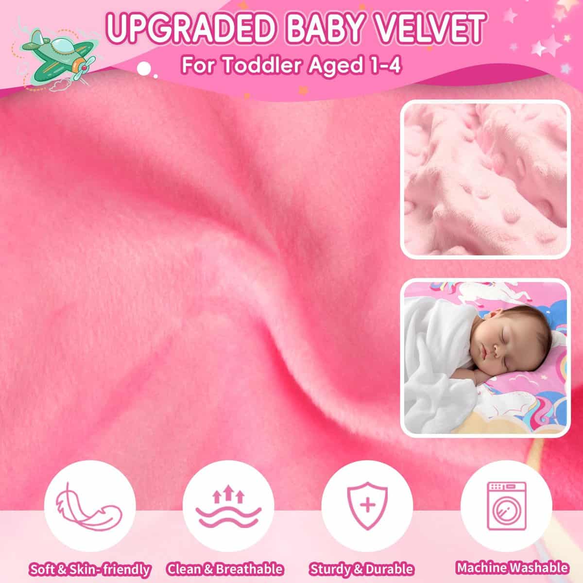 Cama de avión para niños GoCozy con manta, -Unicornio - Imagen 3