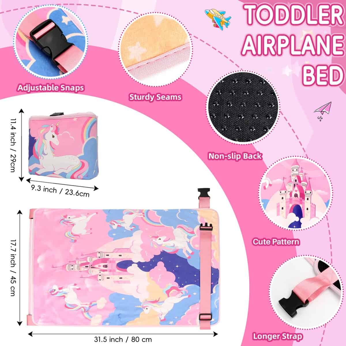 Cama de avión para niños GoCozy con manta, -Unicornio - Imagen 5