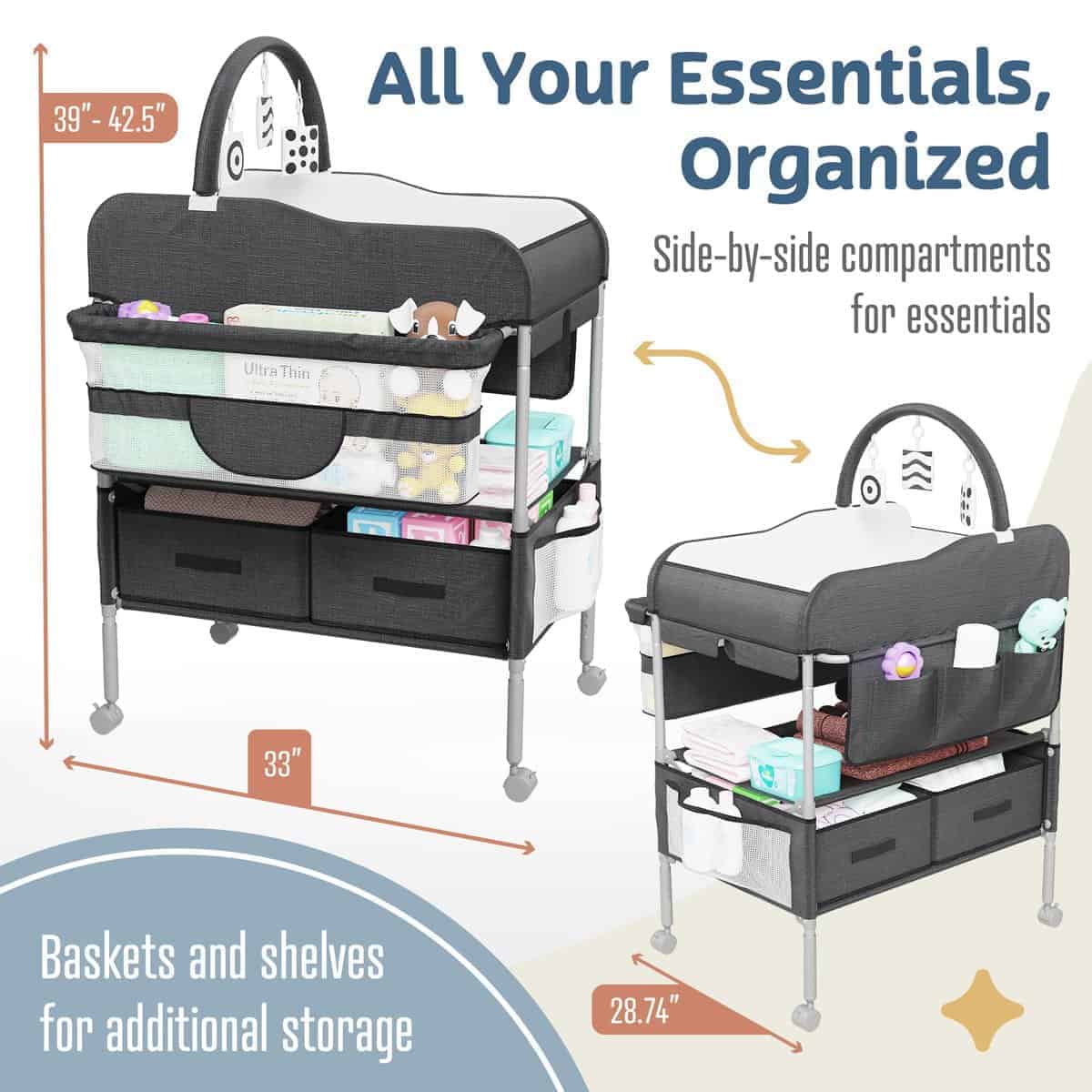 Mesa Cambiadora para Bebés SpaceSlate Negro con - Imagen 4