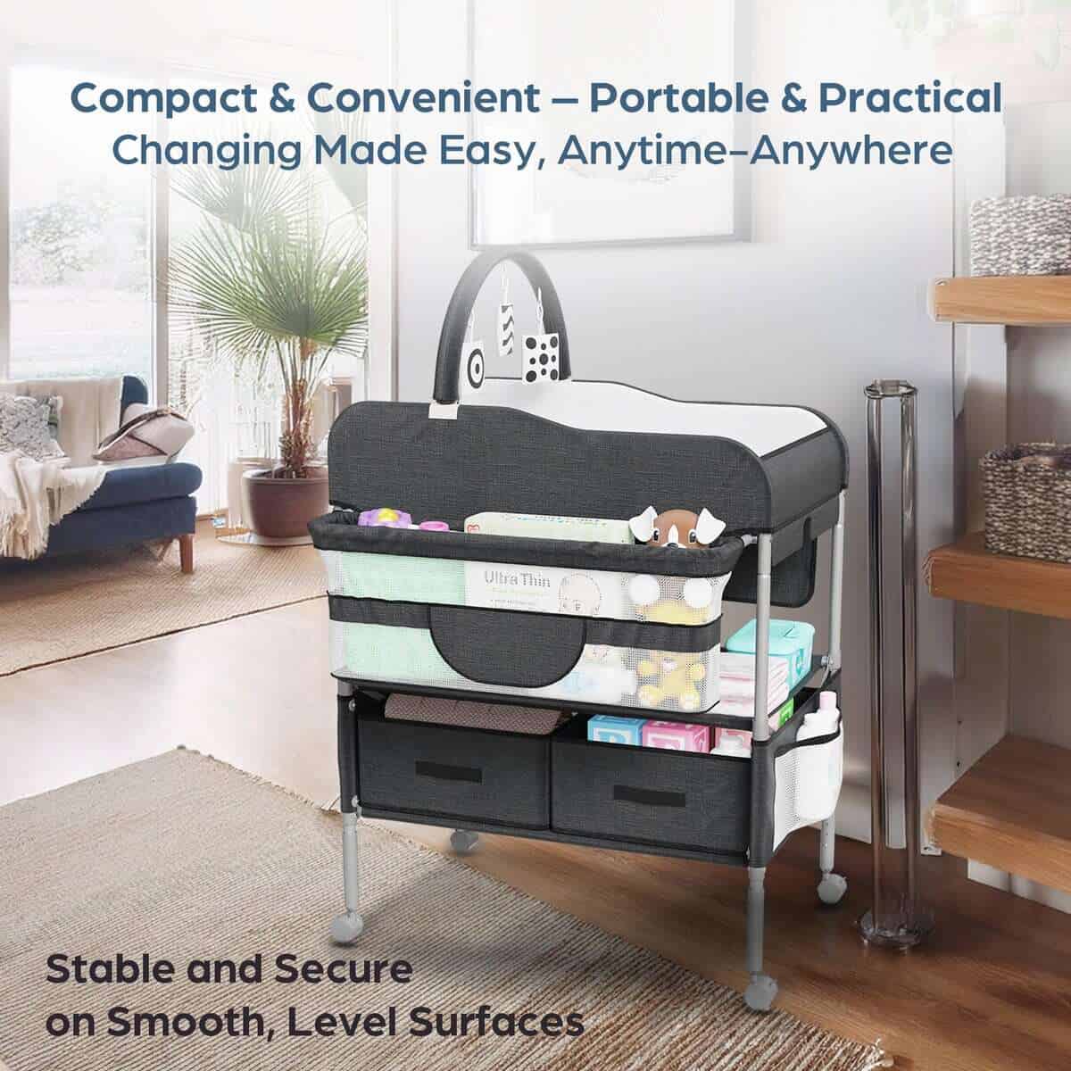Mesa Cambiadora para Bebés SpaceSlate Negro con - Imagen 3