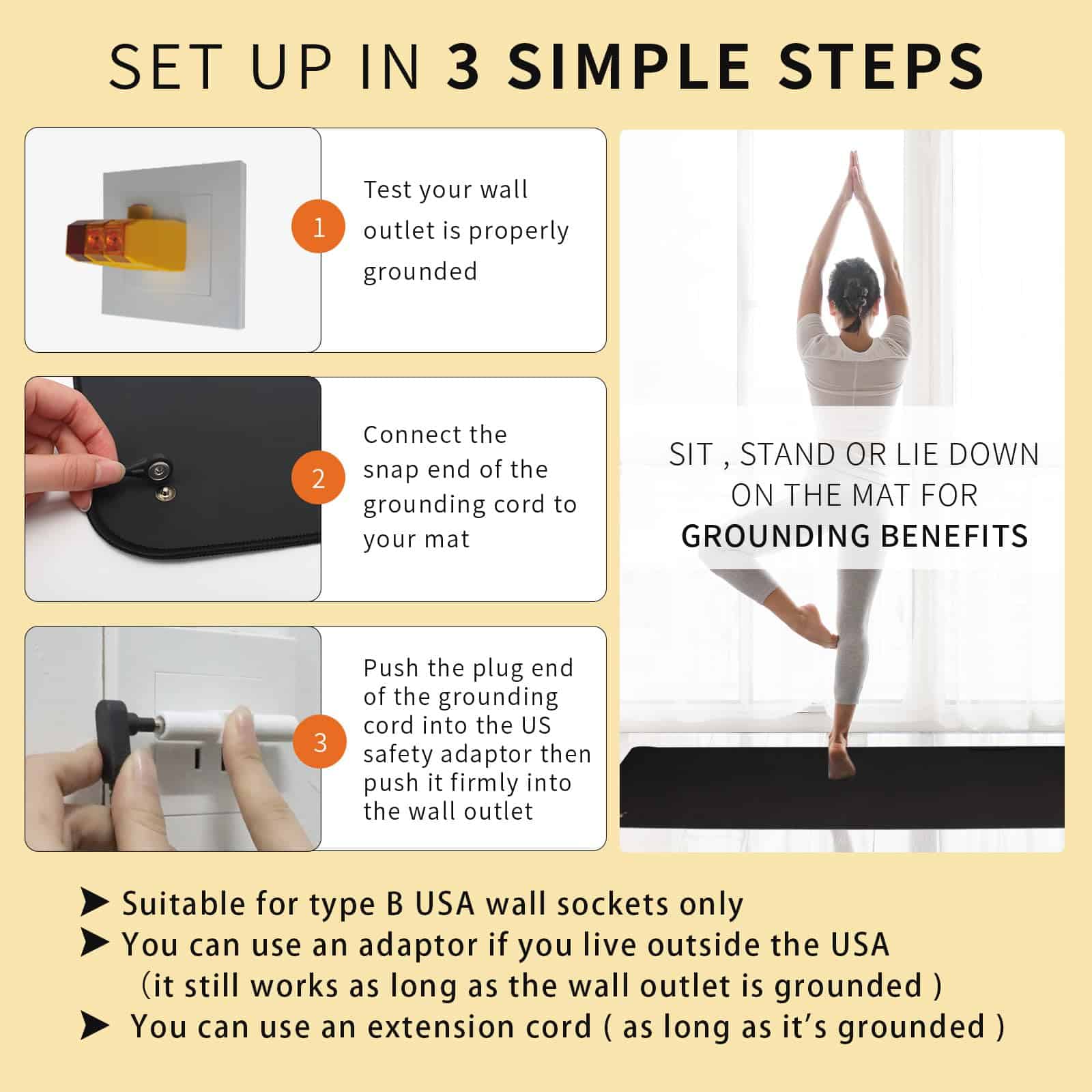 Tapete de Yoga de Conexión a Tierra -Negro - Imagen 5