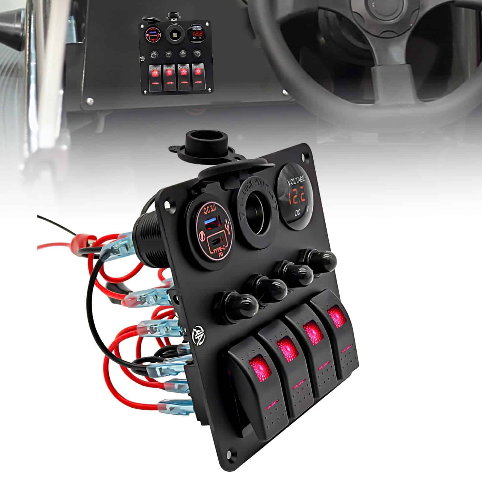 Panel de Interruptores de 4 vías con Protección contra