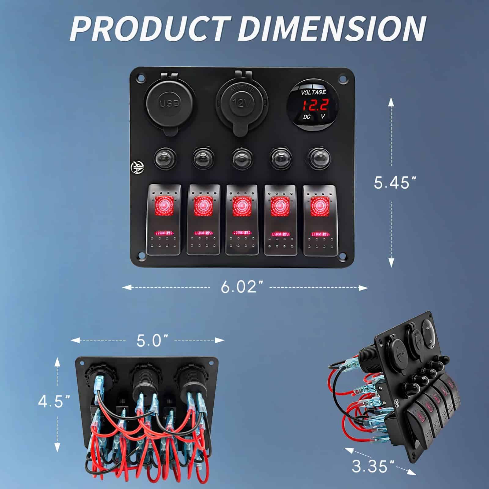 Panel de interruptores de 5 vías con protección contra - Imagen 3