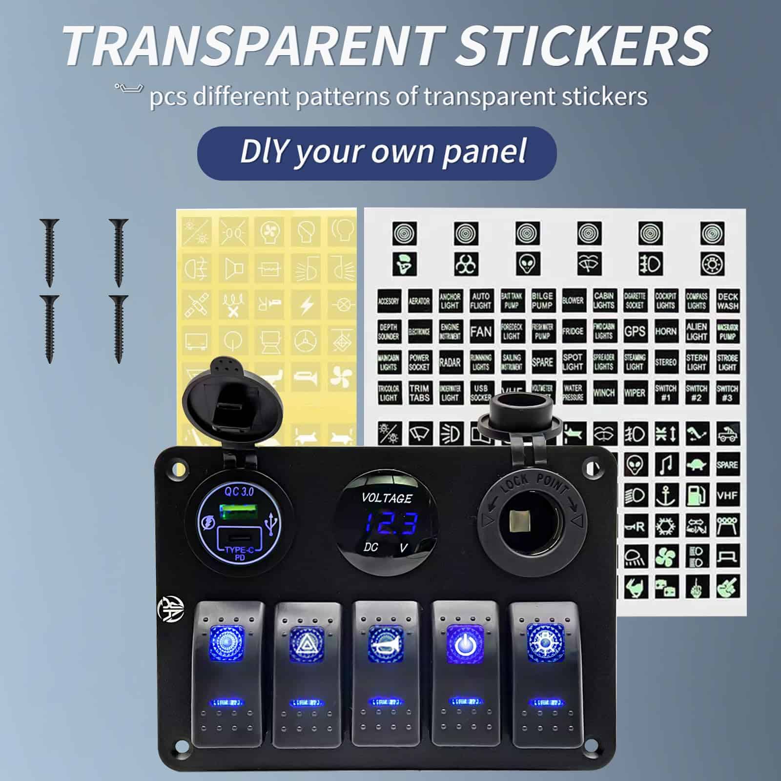 Panel de interruptores de 5 Gang, impermeable, - Imagen 4