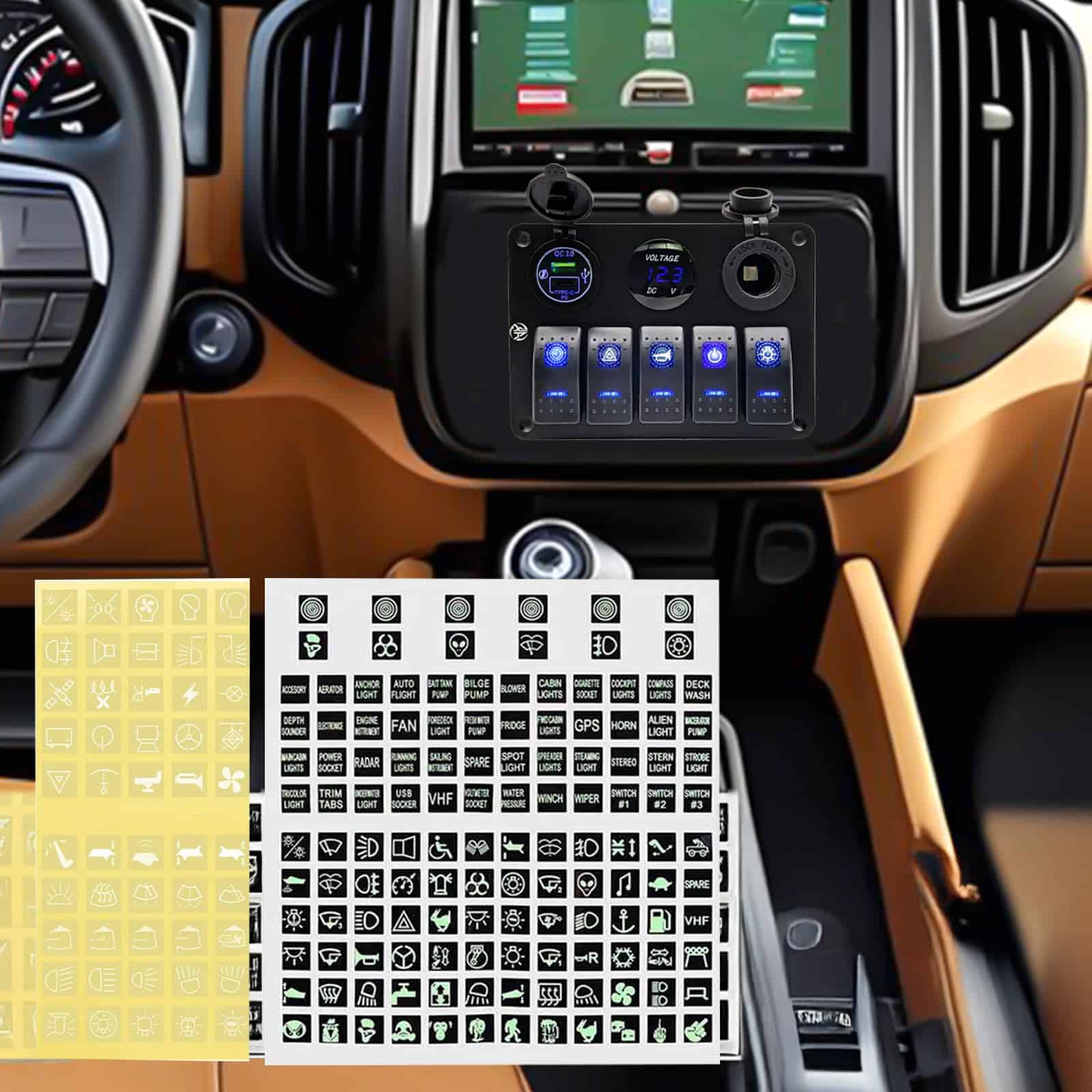 Panel de interruptores de 5 Gang, impermeable, - Imagen 8