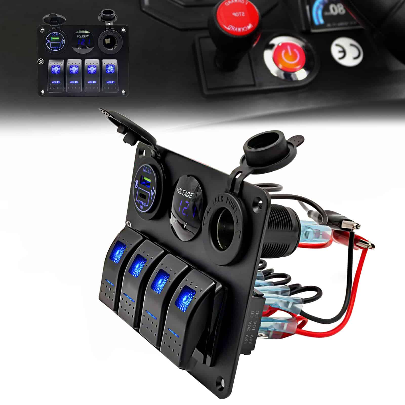 Panel de interruptores basculantes de 4 vías, Panel de