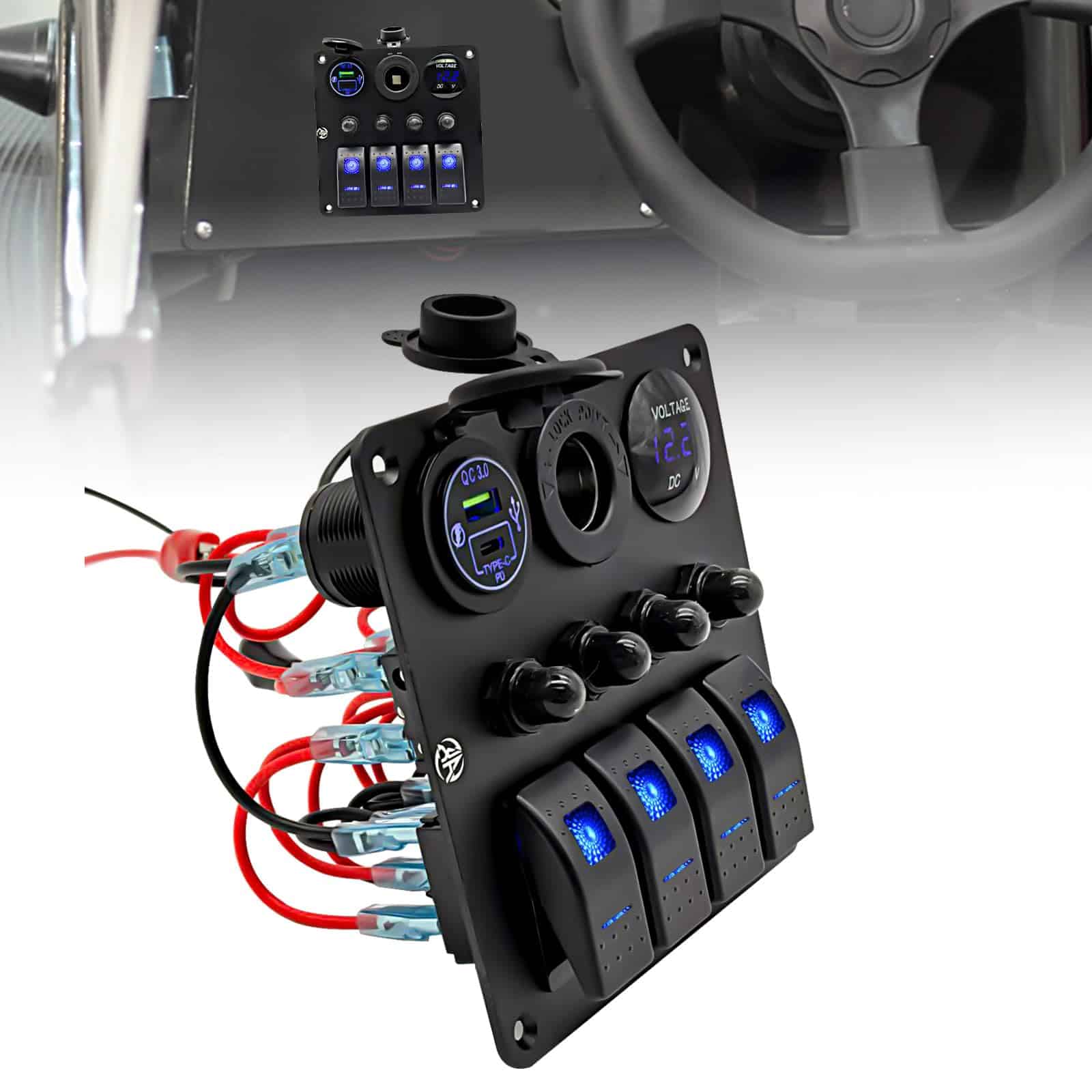 Panel de interruptores de 4 Gang con Protección de