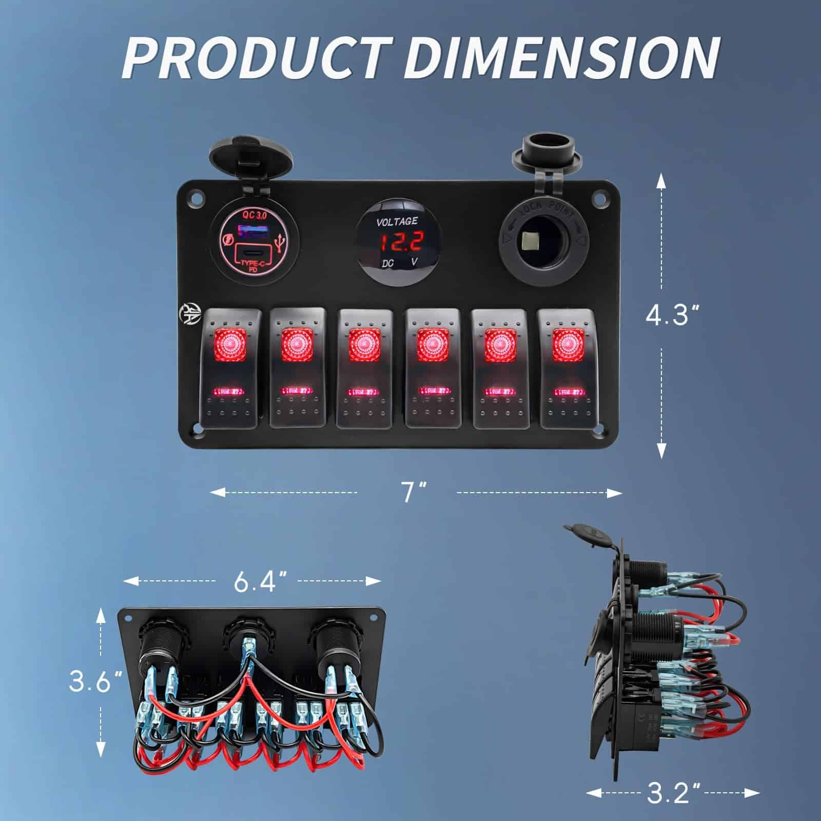 Panel de interruptores de 6 gang, impermeable, pre-cableado - Imagen 3