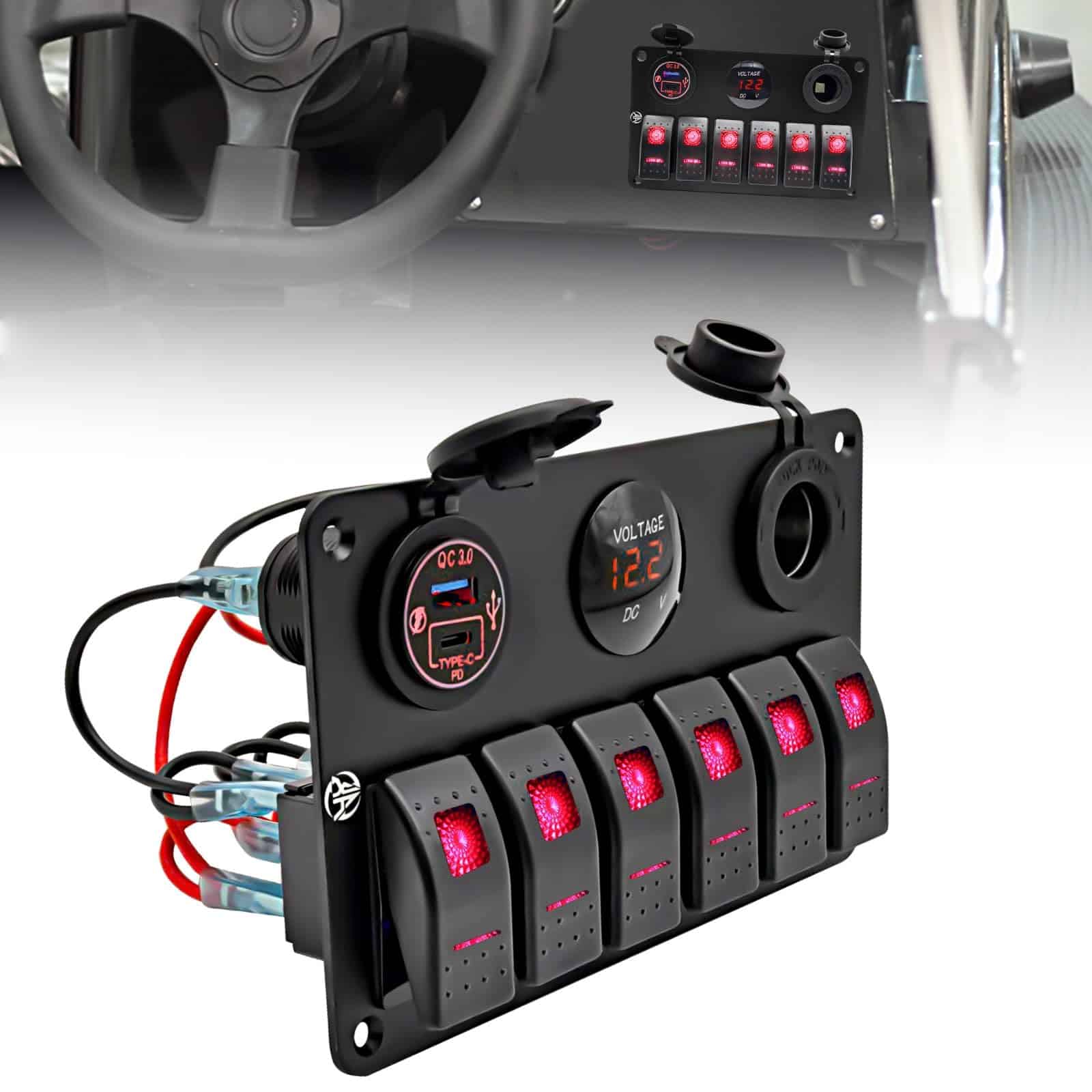 Panel de interruptores de 6 gang, impermeable, pre-cableado