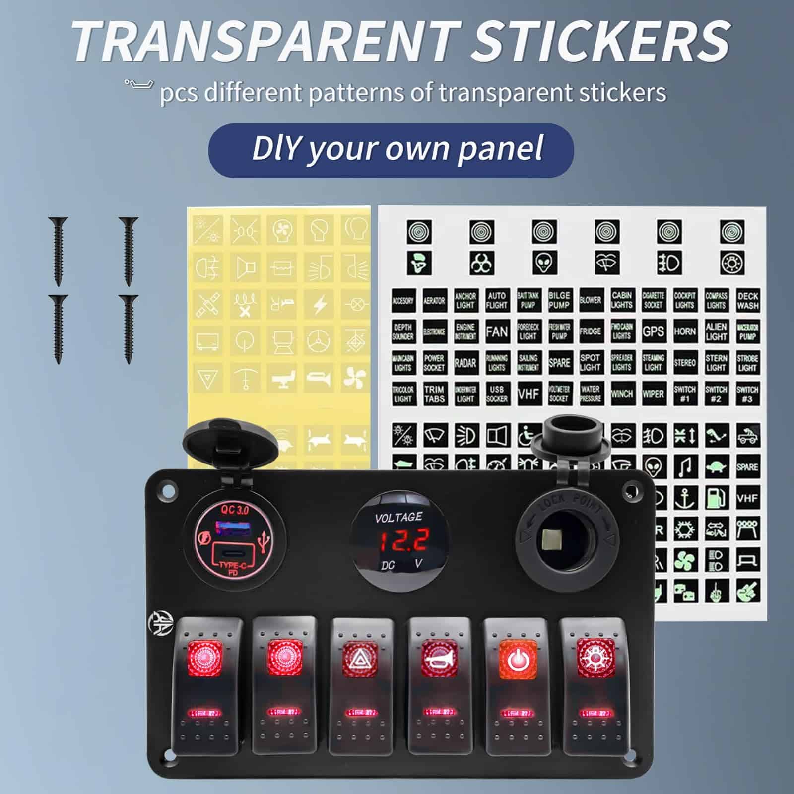 Panel de interruptores de 6 gang, impermeable, pre-cableado - Imagen 4