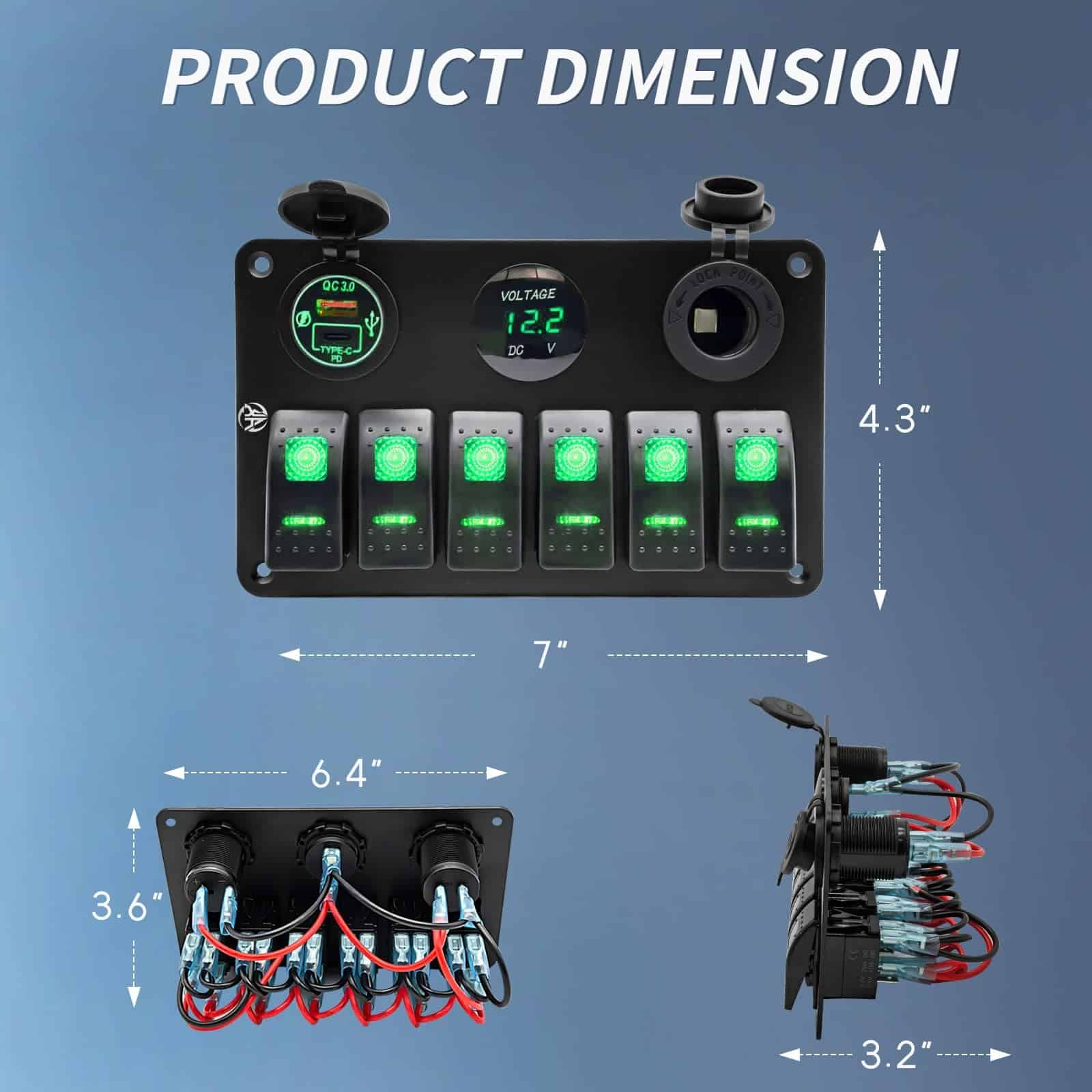 Panel de interruptores de 6 vías, Impermeable, - Imagen 3