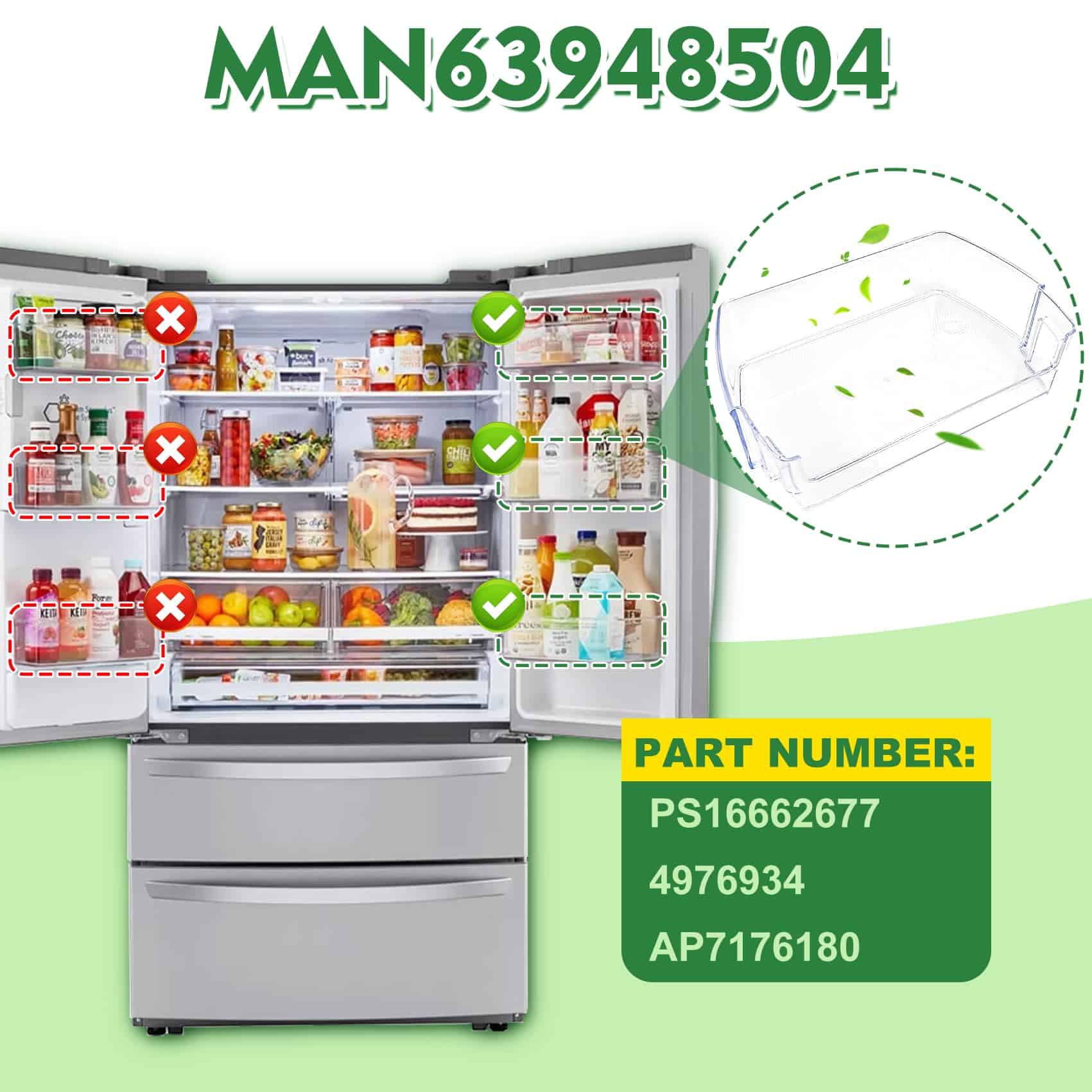 Bandeja de estante de puerta MAN63948504, Canasta de - Imagen 3