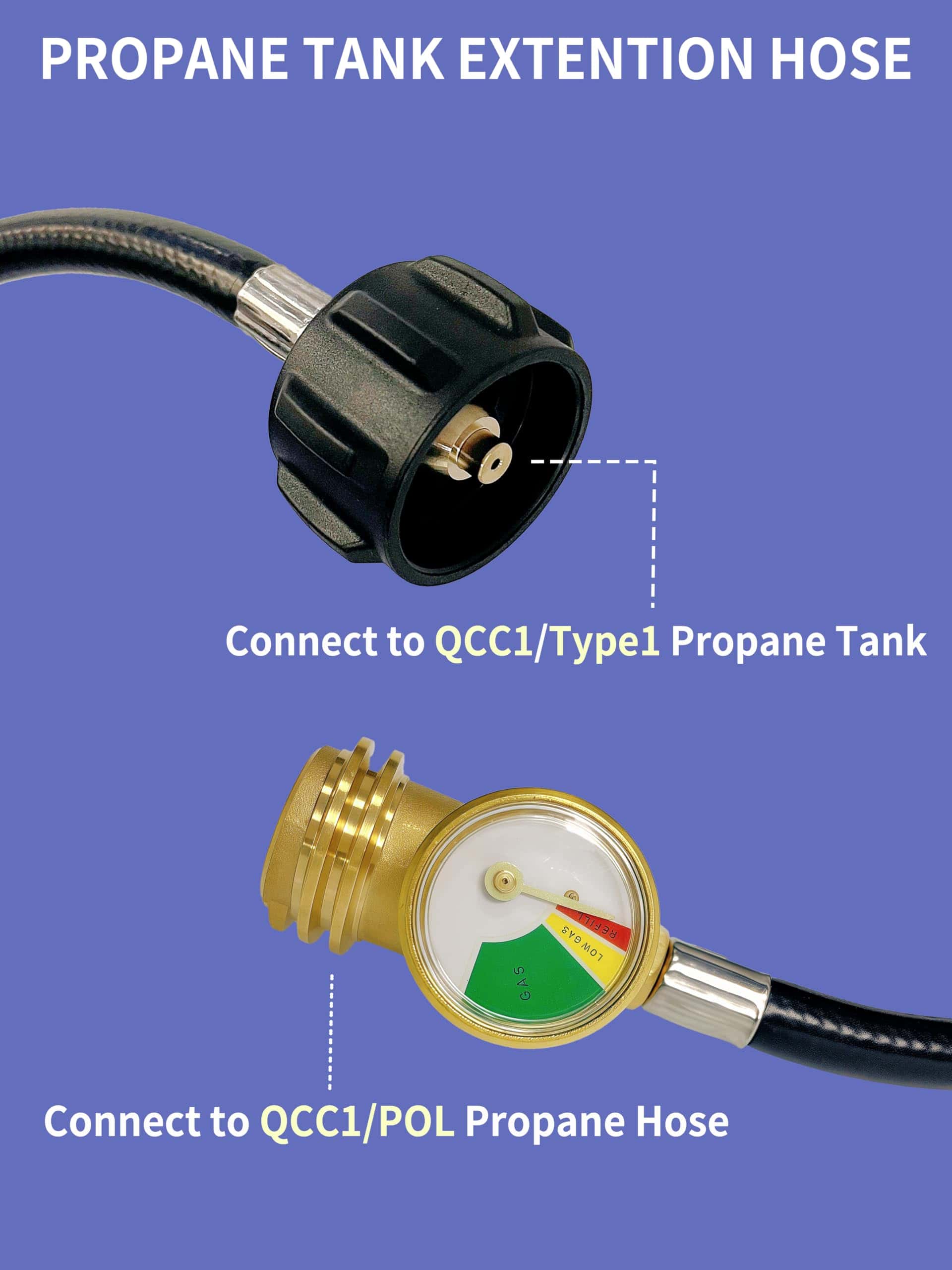 Manguera de extensión de tanque de propano de 12 pies con - Imagen 3