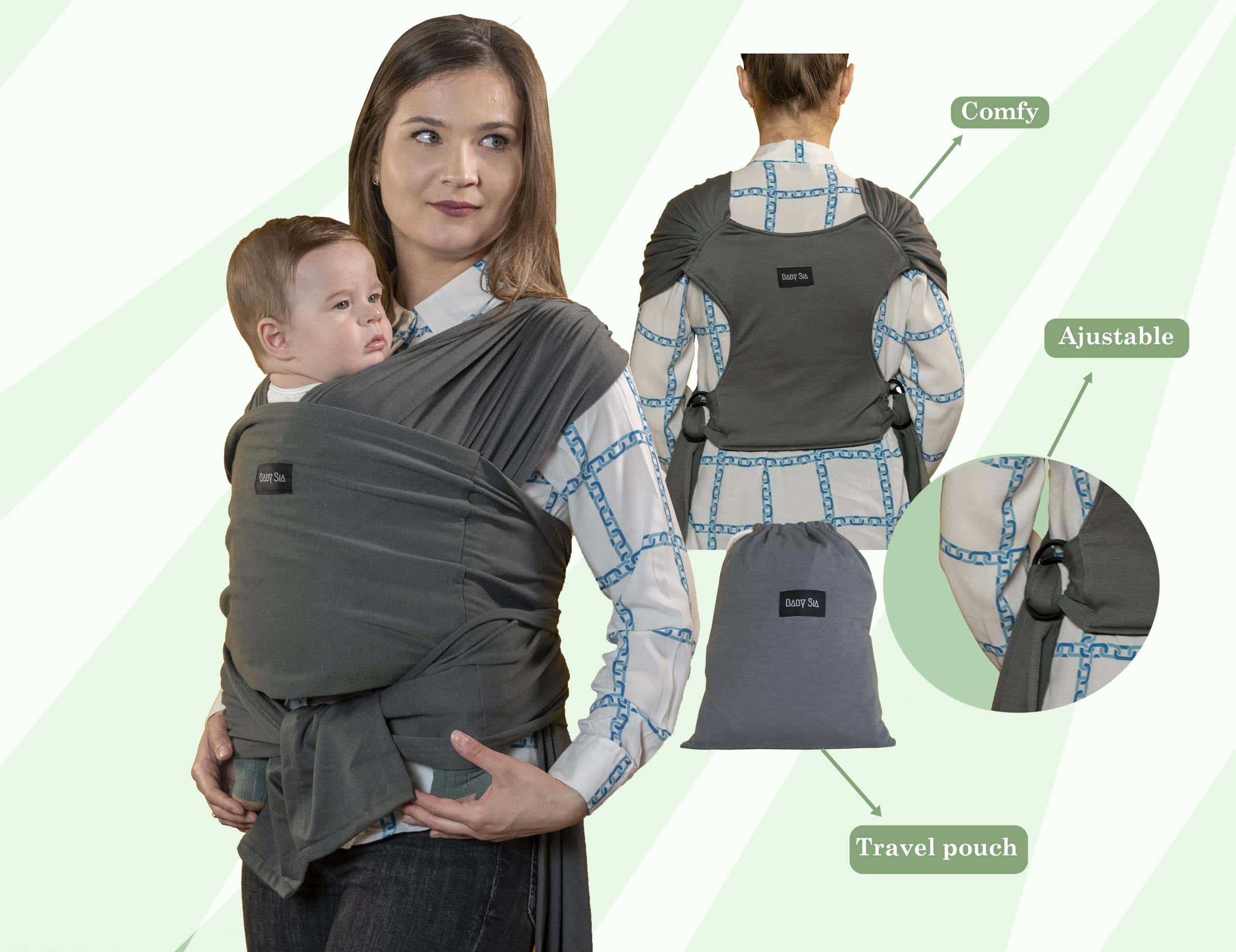 Fular Portabebés Ajustable Premium Baby Sia para Mamá y - Imagen 8
