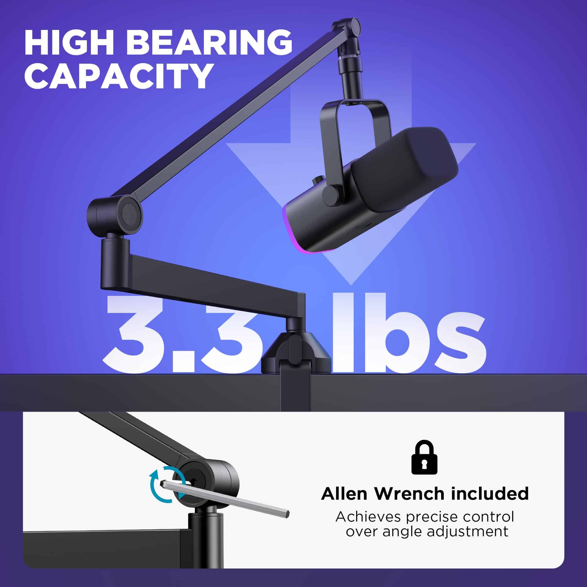 Brazo de Micrófono de Perfil Bajo InnoGear, Brazo de - Imagen 4