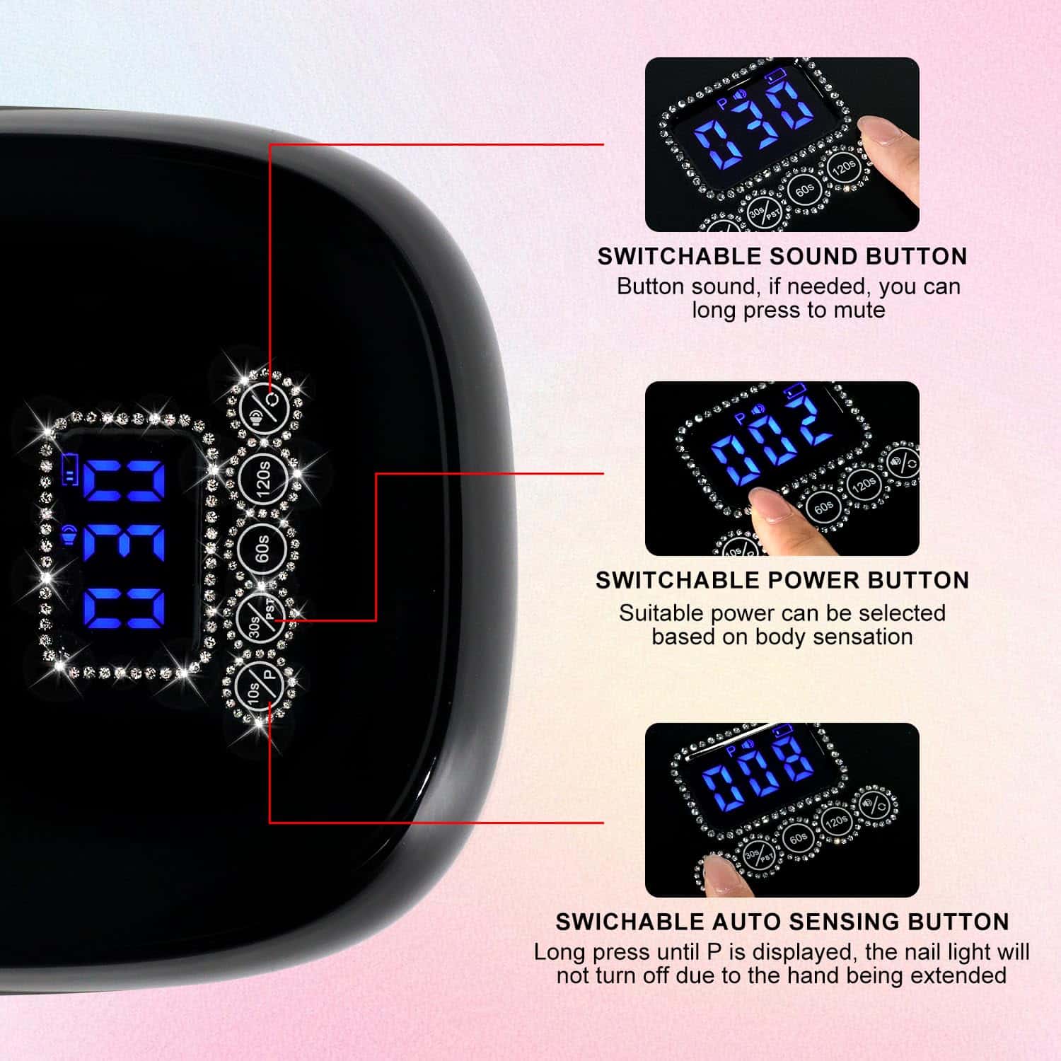 Lámpara de Uñas UV para Gel, LIMEGIRL Lámpara de Uñas - Imagen 3