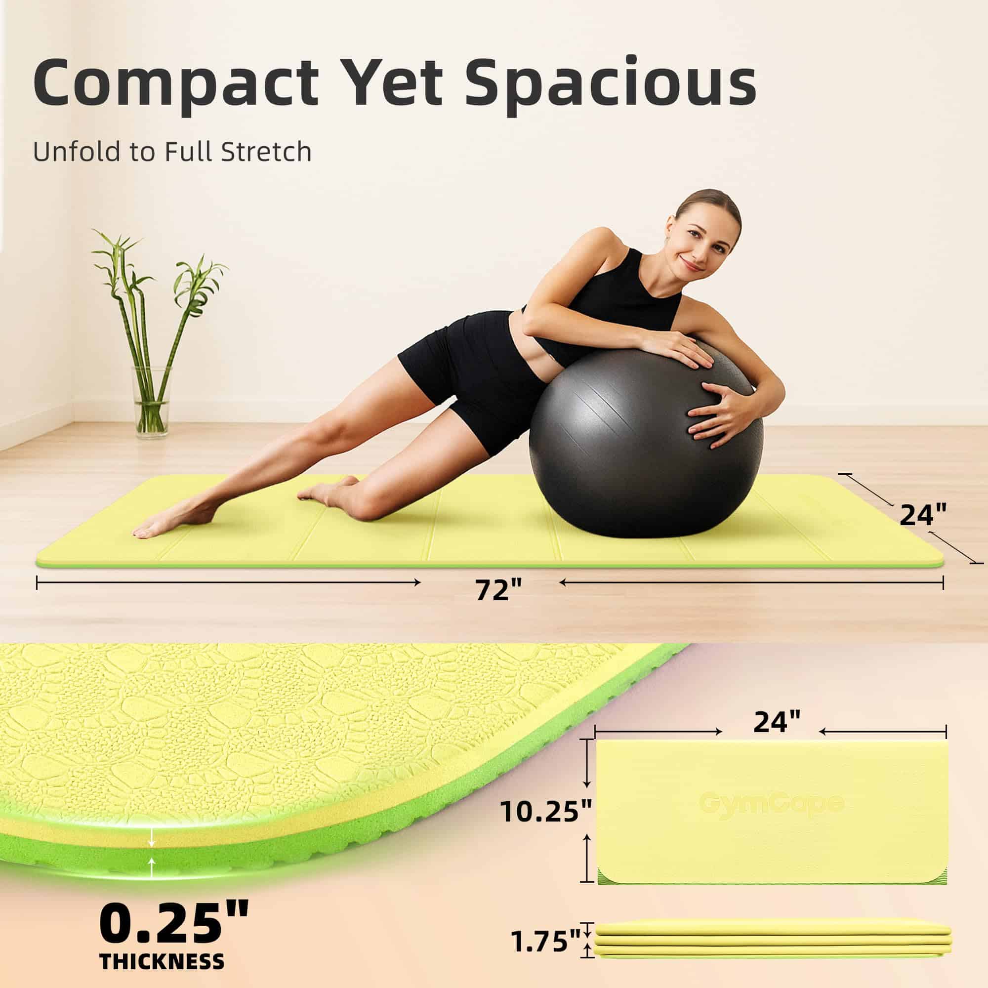 Tapete de Yoga Plegable para Viaje GymCope � 72"x24"x1/4" - Imagen 4