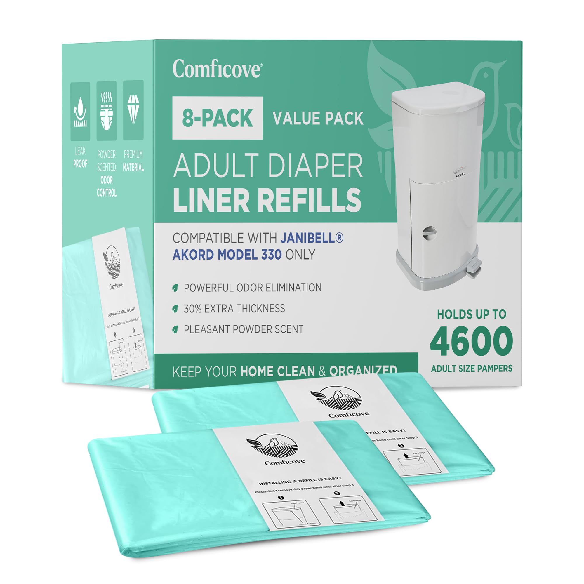 8 Pack Refill de Forros para Pañales de Adulto, Compatible