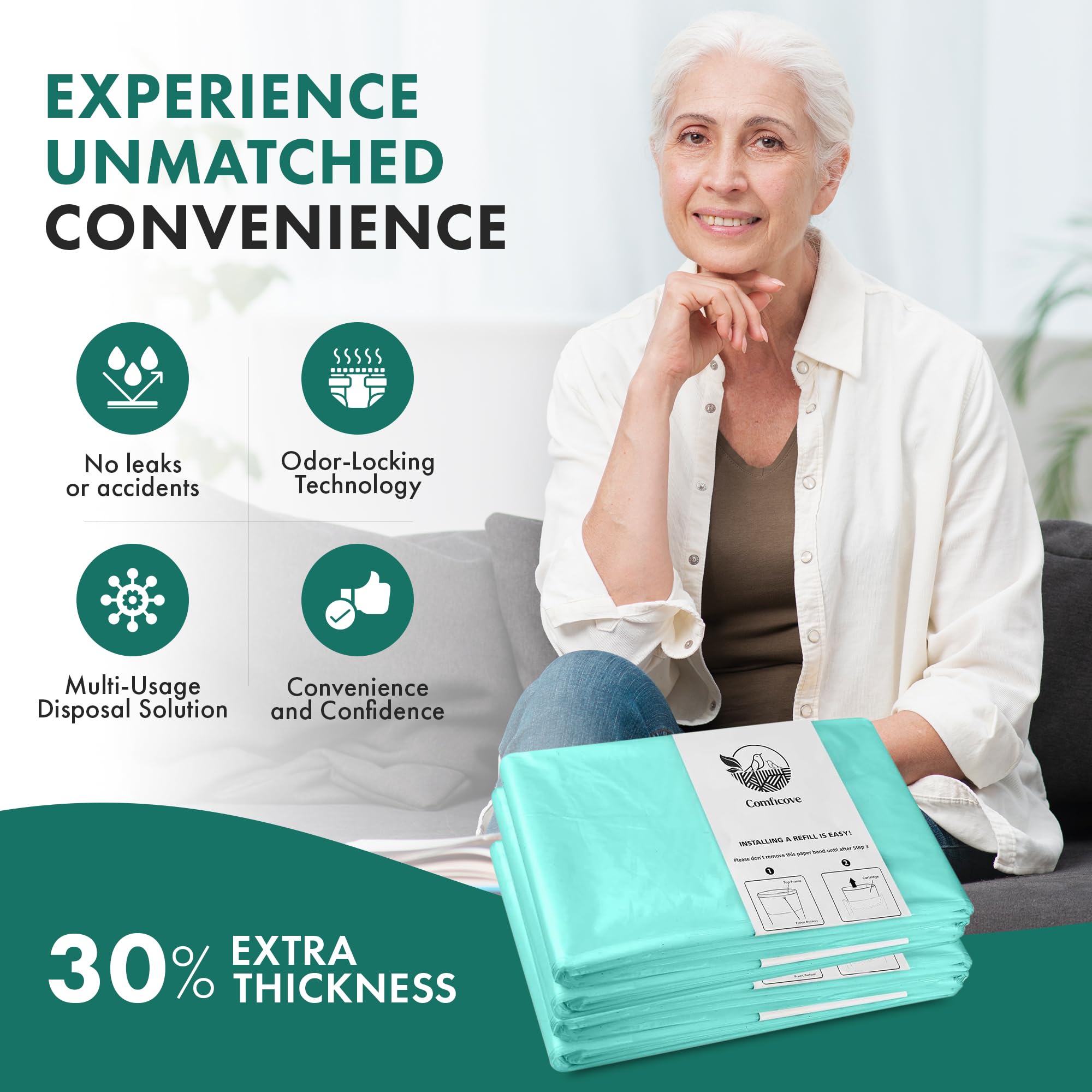 8 Pack Refill de Forros para Pañales de Adulto, Compatible - Imagen 5