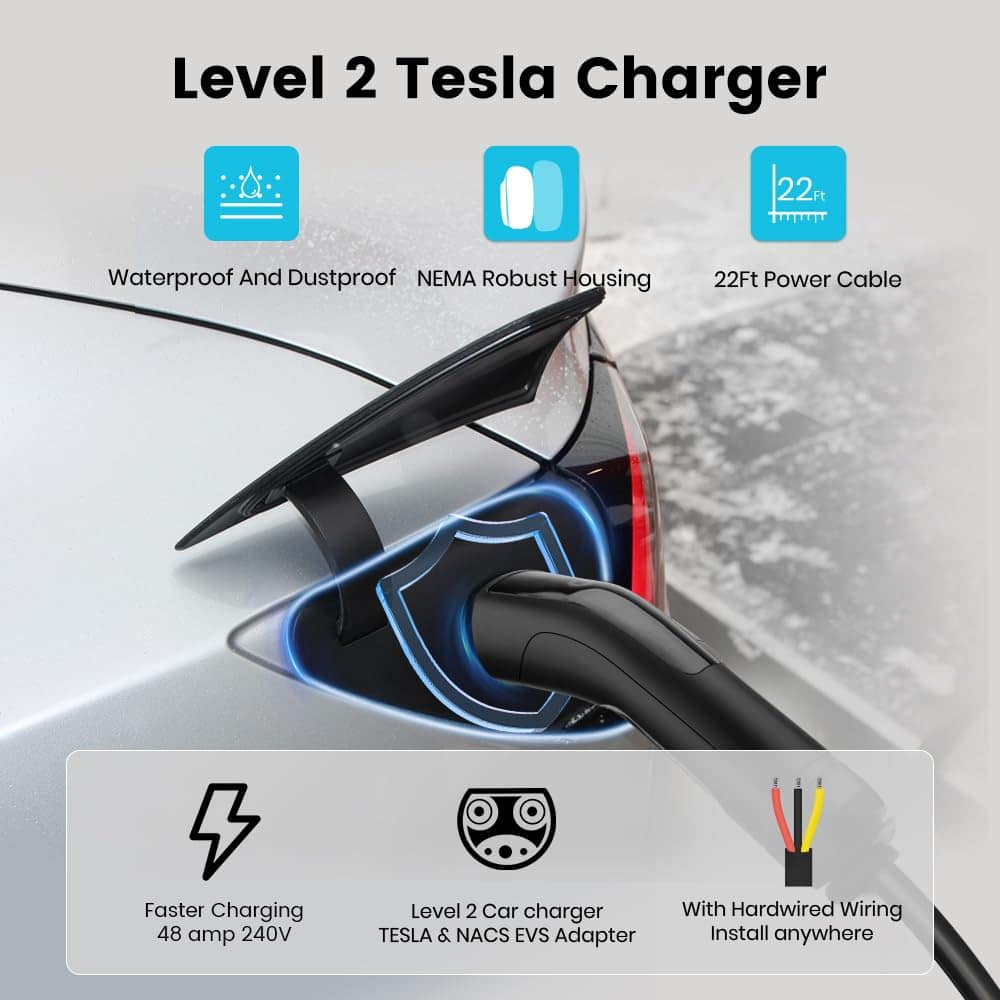 Cargador AWESAFE Nivel 2 para Tesla, Cargador Móvil de 48 - Imagen 7