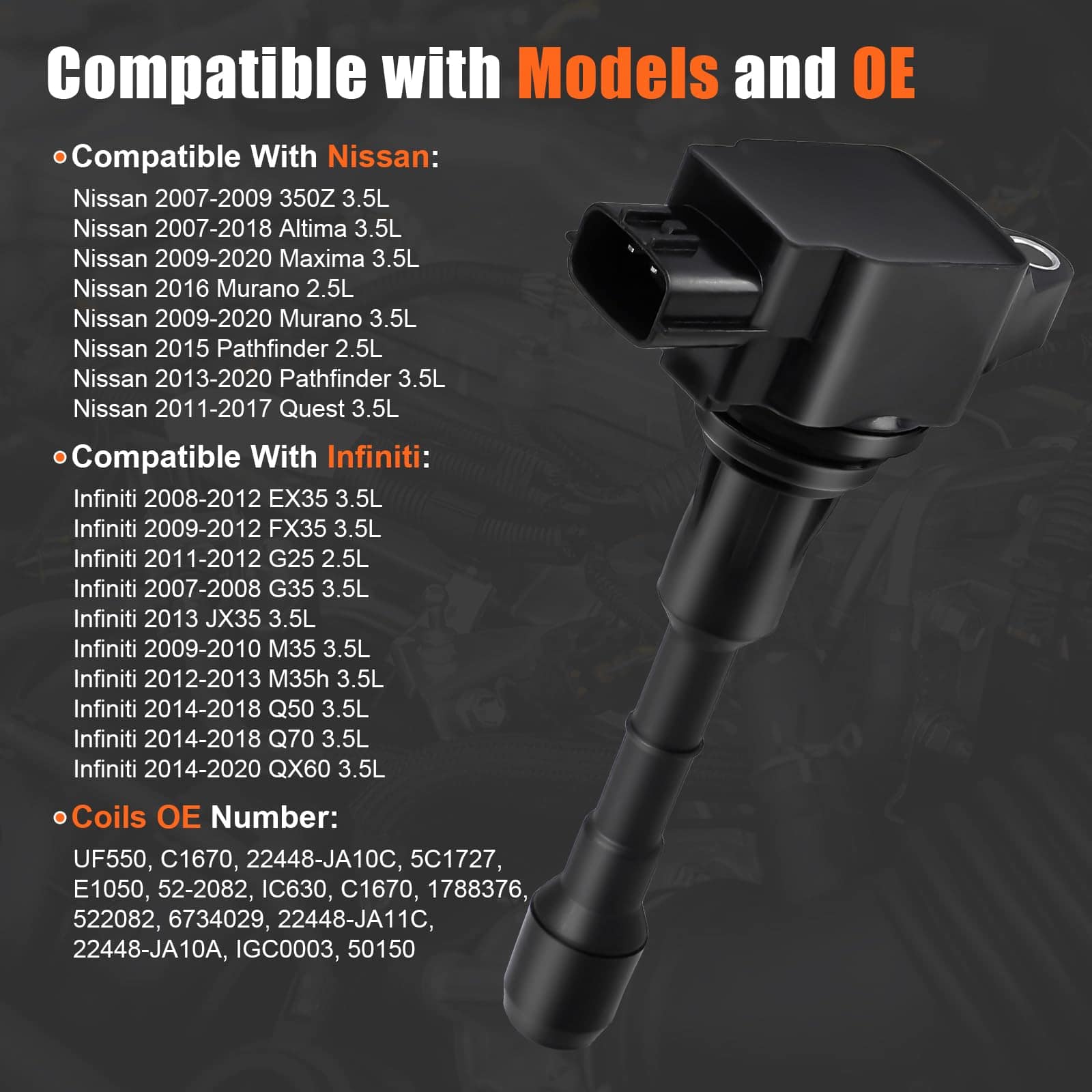 Paquete de 6 bobinas de encendido para Nissan Altima Maxima - Imagen 6