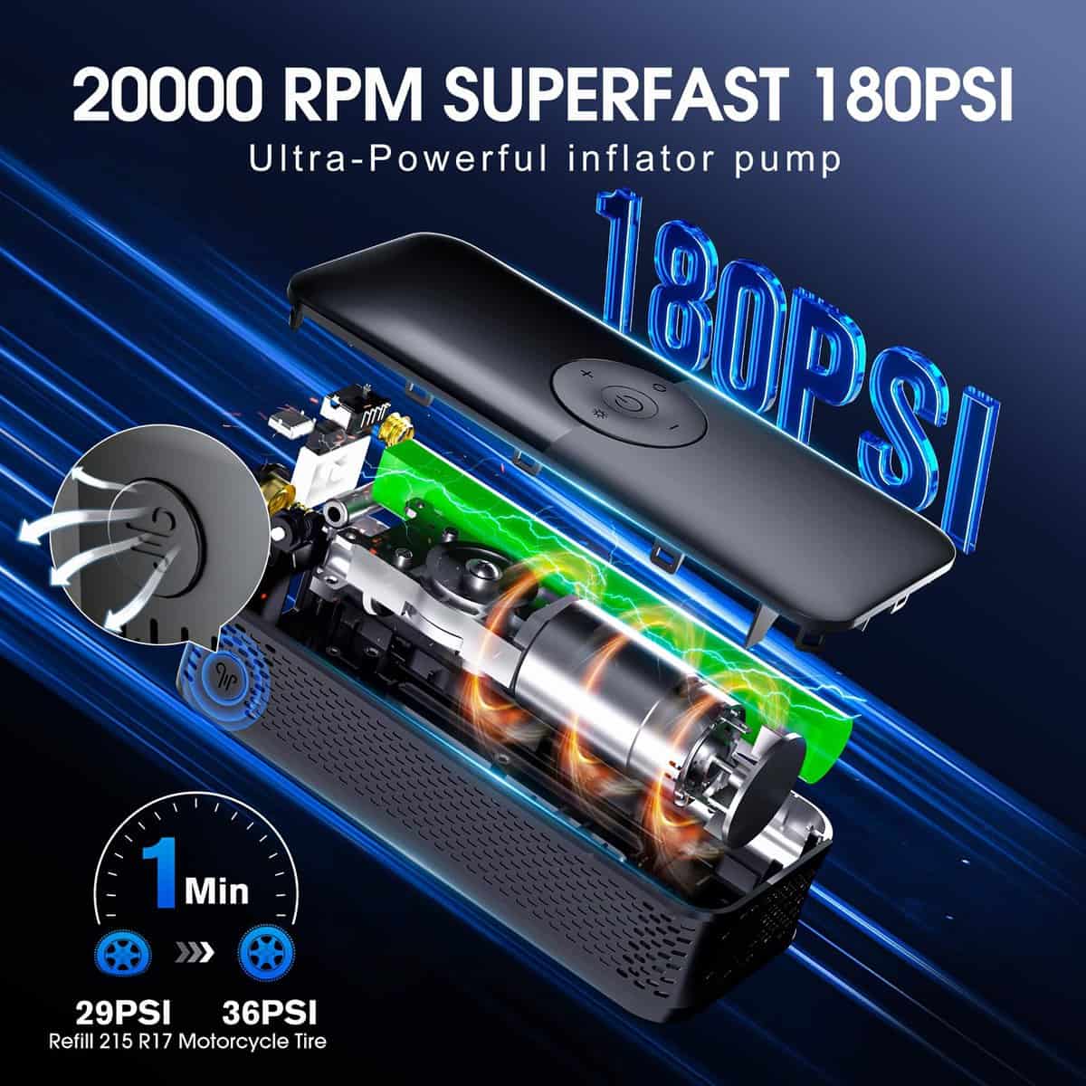 Compresor de aire portátil para neumáticos de coche de - Imagen 5