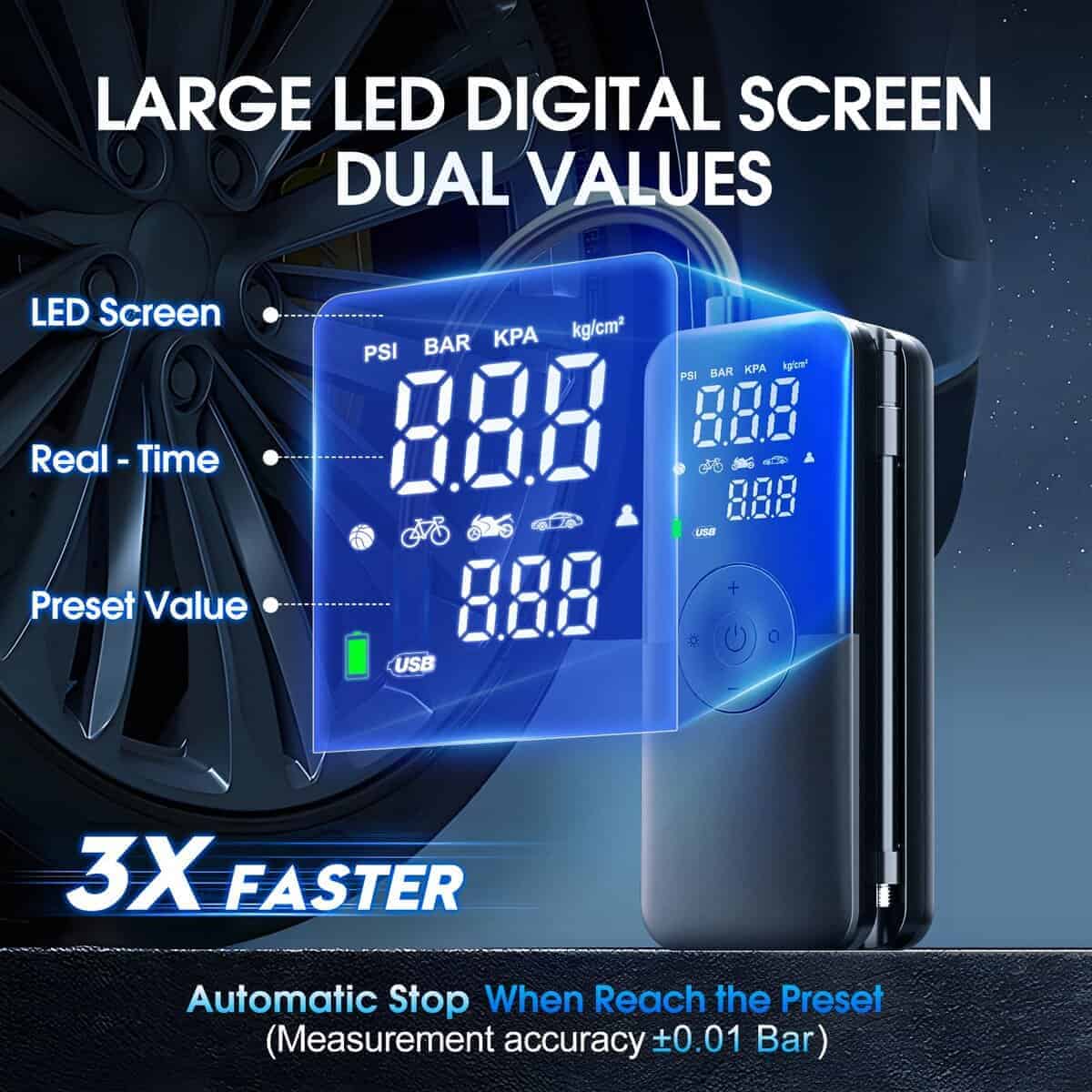 Compresor de aire portátil para neumáticos de coche de - Imagen 4