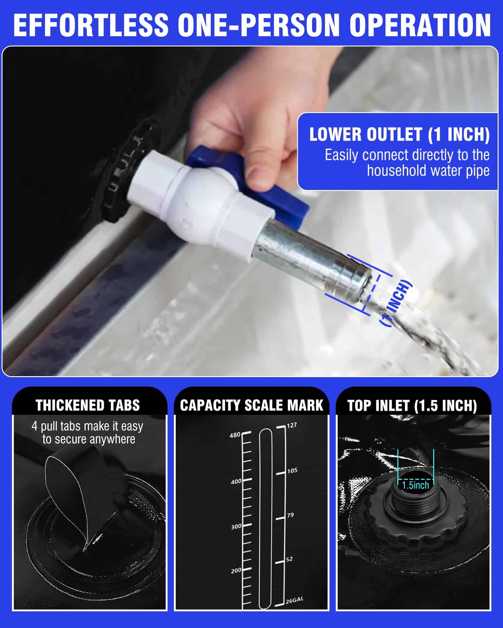 Tanque de Agua Portátil de 143 Galones PYY para Cama de - Imagen 5