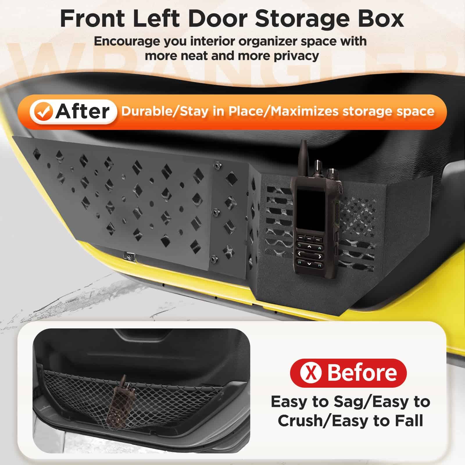 Bolsillos de Almacenamiento de Puerta Delantera de Metal - Imagen 5