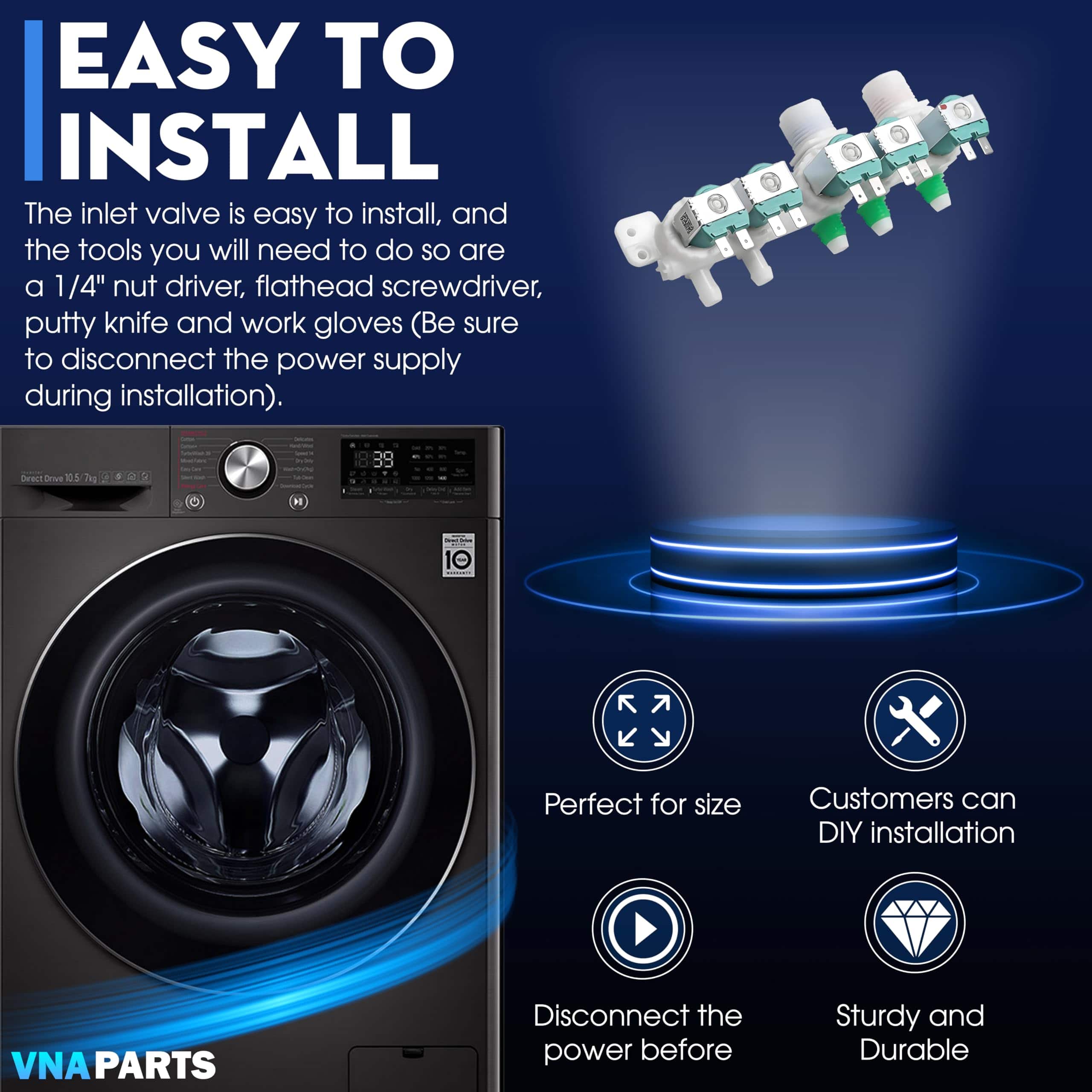 Válvula de entrada de agua para lavadora Reemplaza - Imagen 9