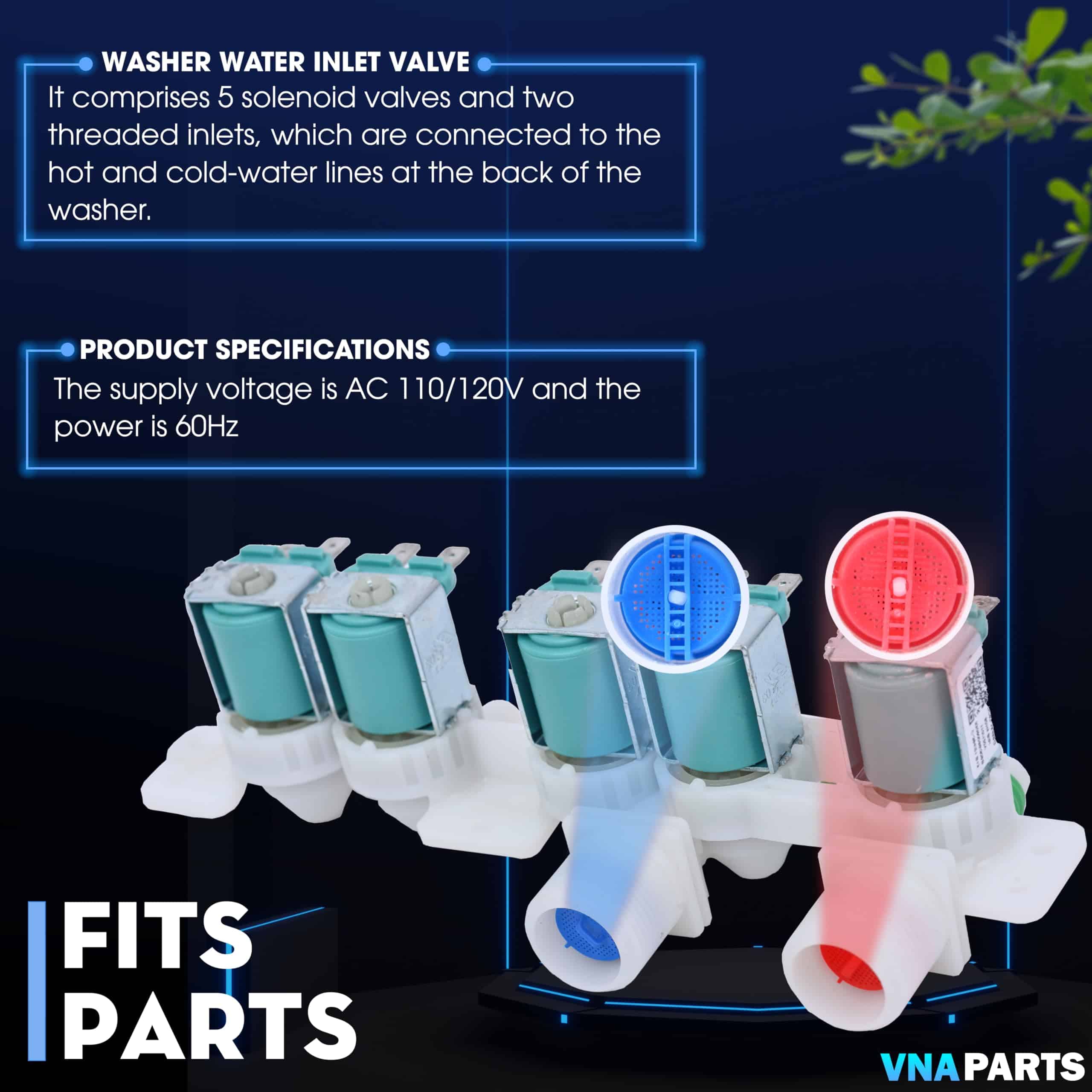 Válvula de entrada de agua para lavadora Reemplaza - Imagen 3