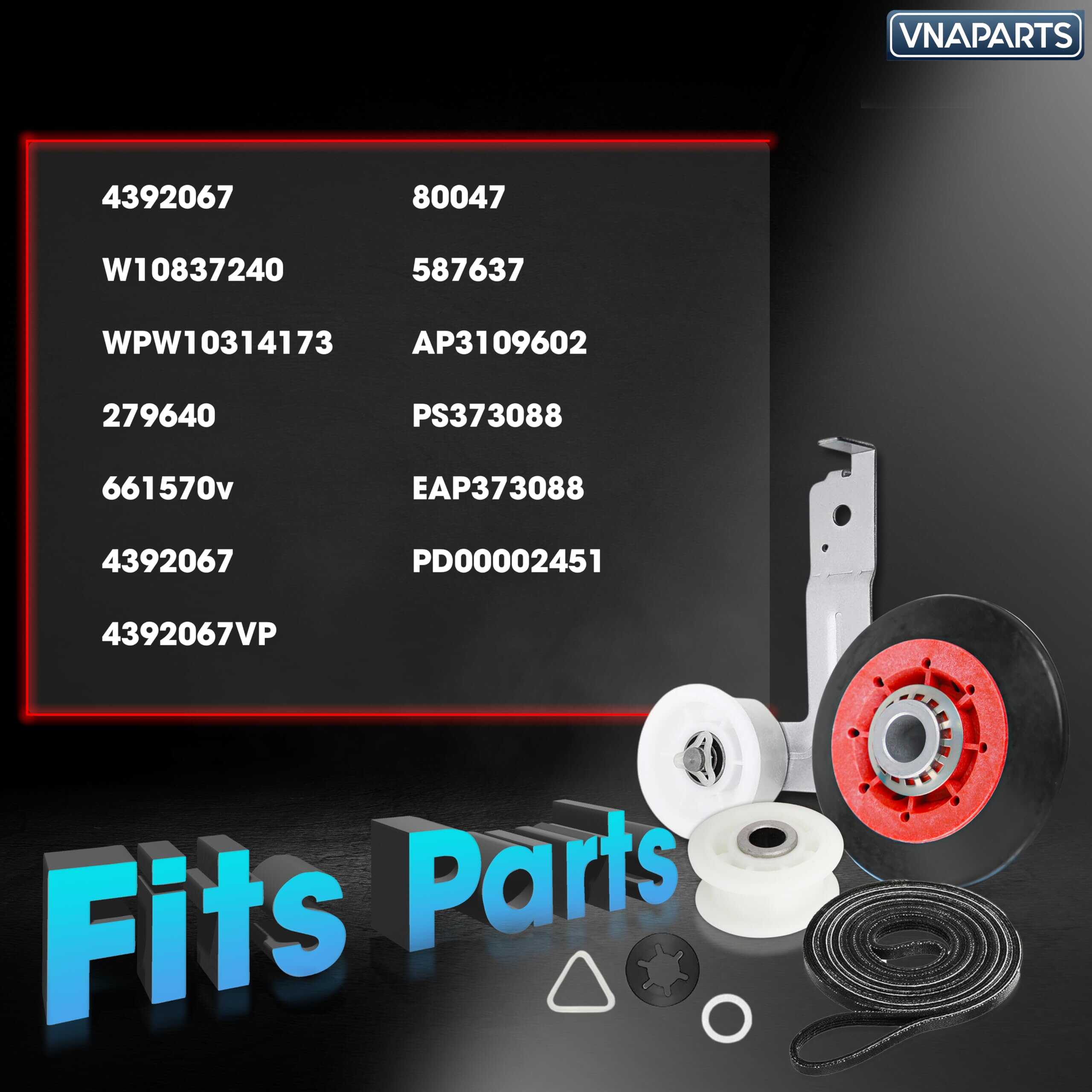 Kit de Reparación de Secadora 4392067 y Polea de la Correa - Imagen 3