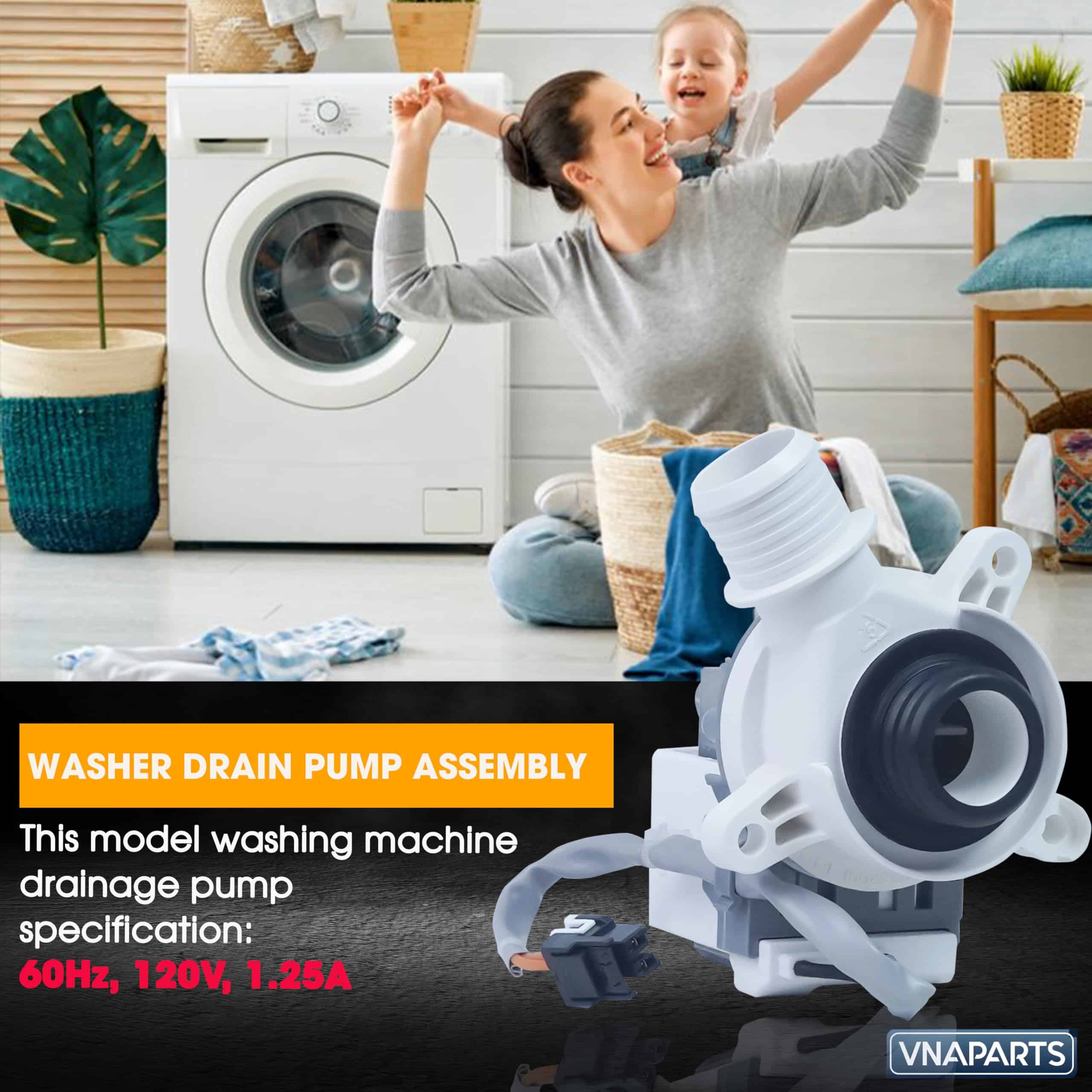 Motor de Bomba de Drenaje para Lavadora VNAPARTS - Imagen 3