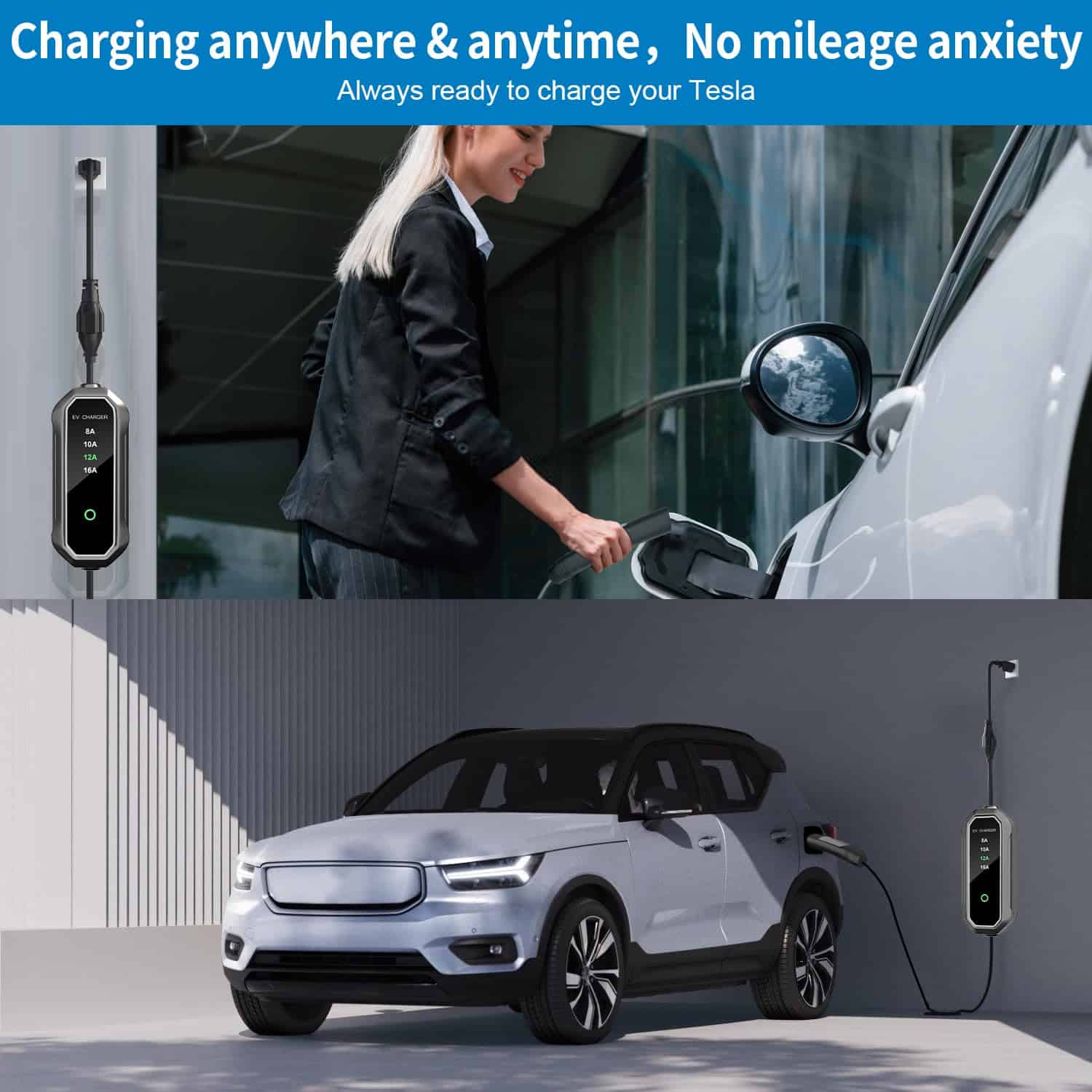 Cargador Portátil RYCHEENI 16A para Tesla con Cable de 25 - Imagen 8