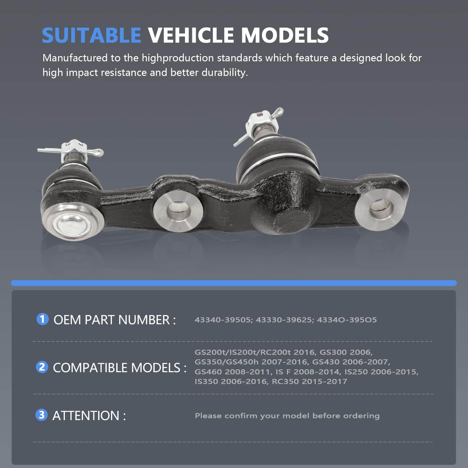 2 Piezas Junta de suspensión de bola delantera inferior - Imagen 6