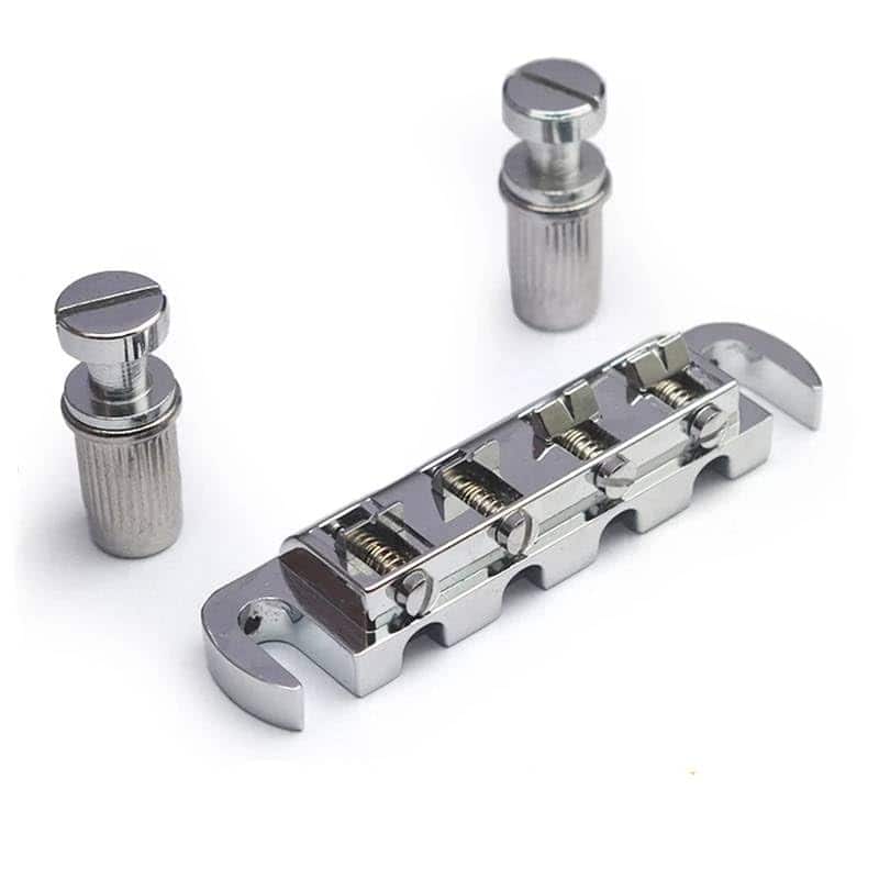Puente envolvente cromado de 4 cuerdas para bajo con Tune O