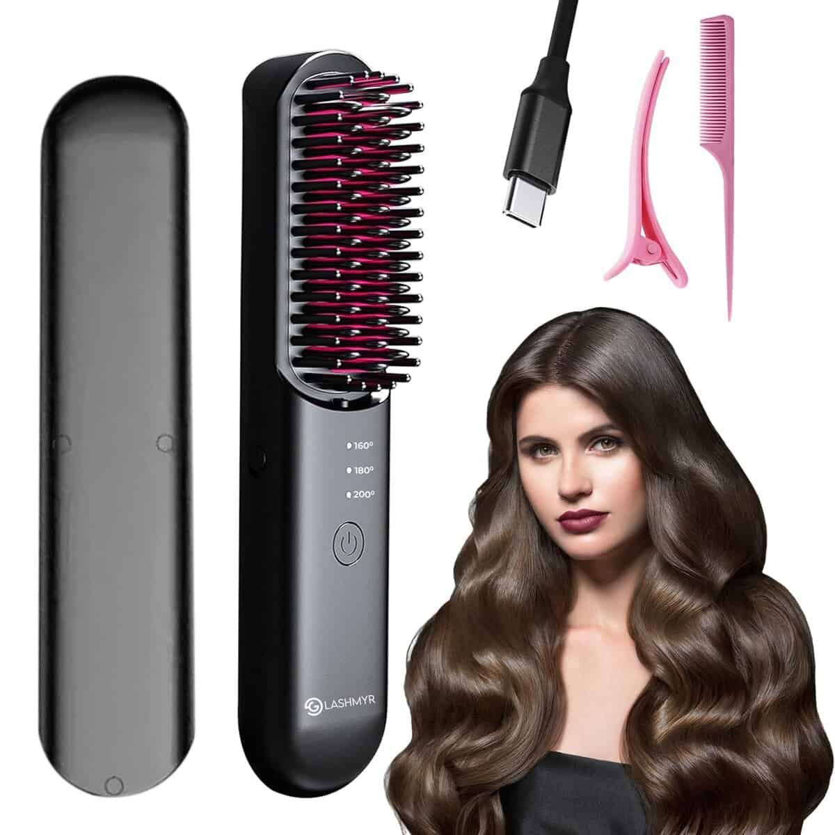 Cepillo Alisador Inalámbrico, Peine Alisador de Viaje