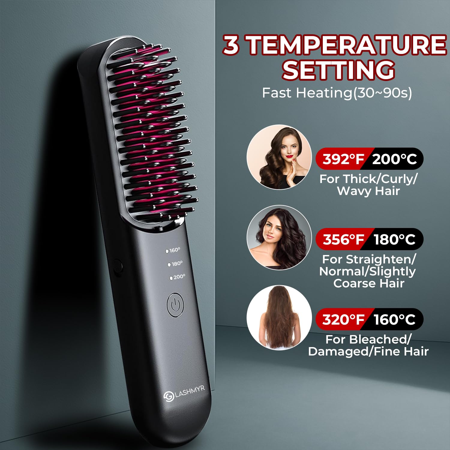 Cepillo Alisador Inalámbrico, Peine Alisador de Viaje - Imagen 3