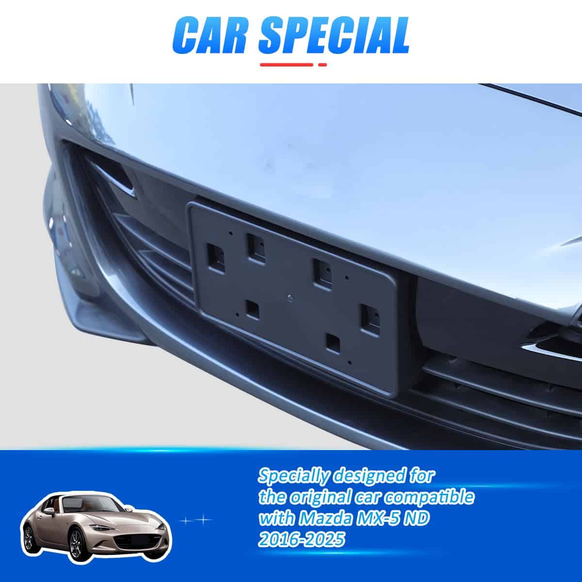 Marco de Placa de Matrícula Delantera de Coche ABS Negro - Imagen 4