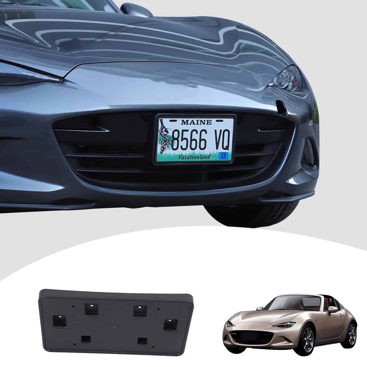 Marco de Placa de Matrícula Delantera de Coche ABS Negro