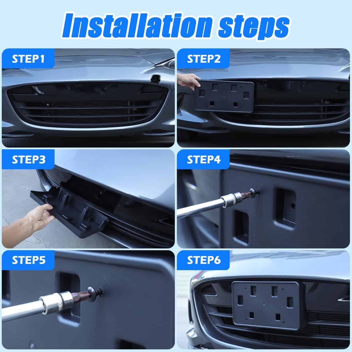 Marco de Placa de Matrícula Delantera de Coche ABS Negro - Imagen 8