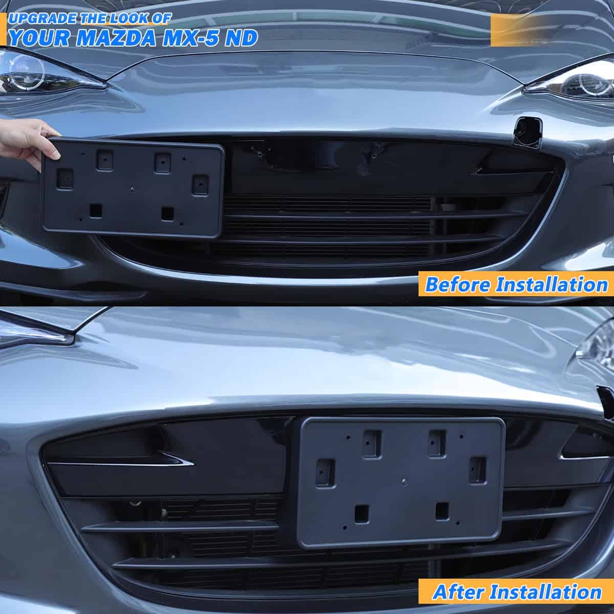 Marco de Placa de Matrícula Delantera de Coche ABS Negro - Imagen 3