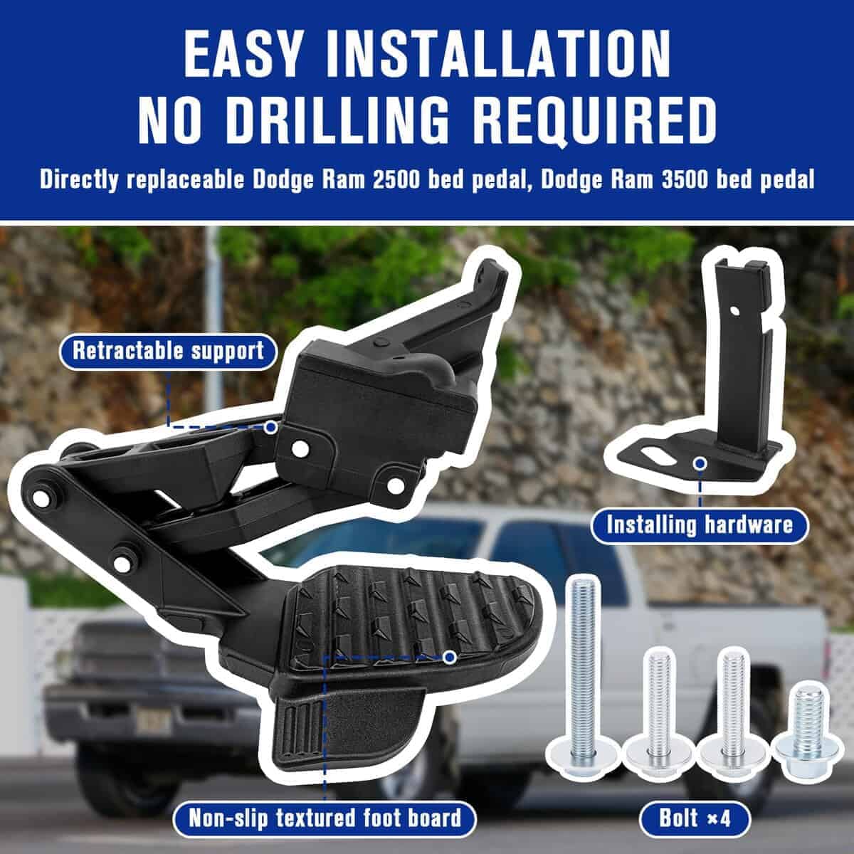 Paso de cama trasera retráctil compatible con Dodge Ram - Imagen 8