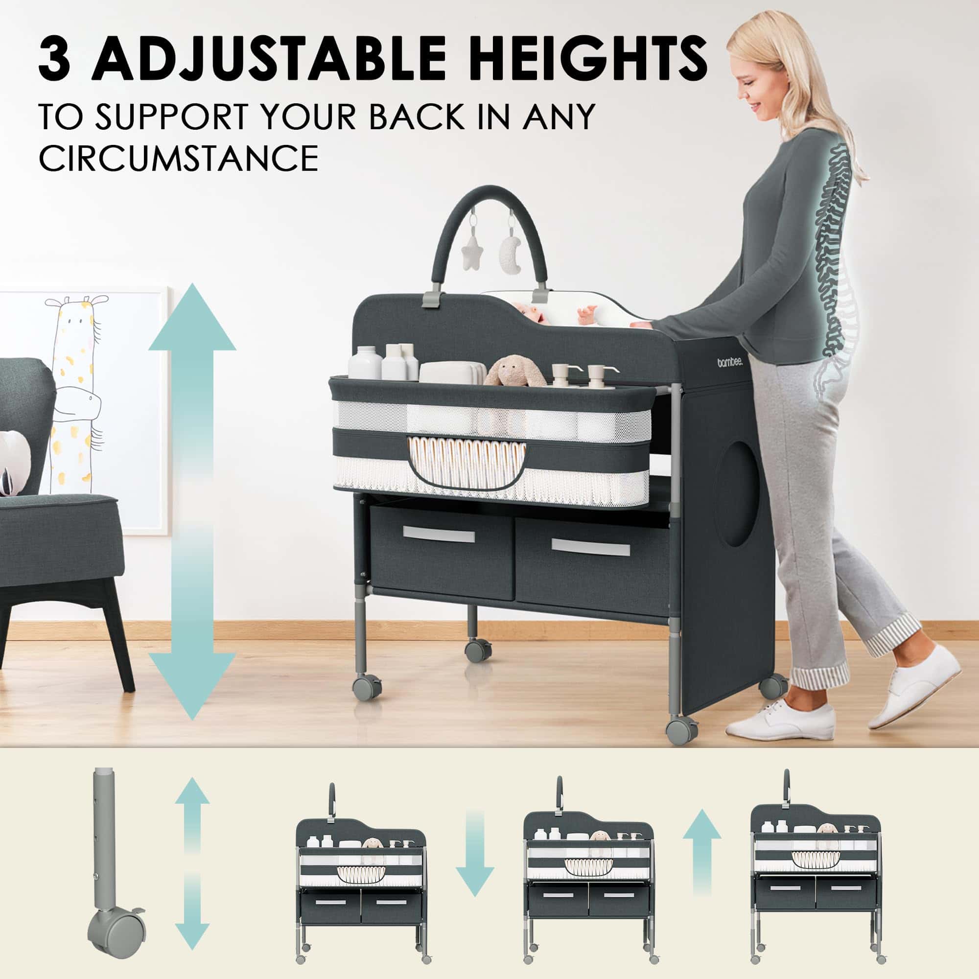 Mesa Cambiadora Portátil para Bebés con Ruedas - Moderno - Imagen 7