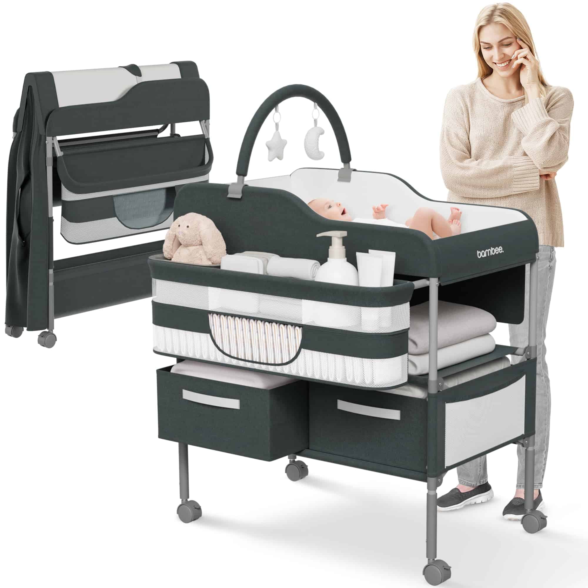 Mesa Cambiadora Portátil para Bebés con Ruedas - Moderno