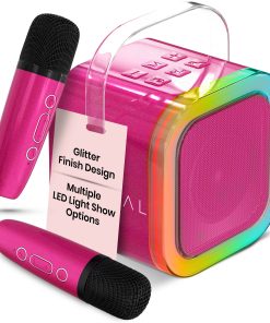 Mini Máquina de Karaoke con 2 Micrófonos -rosa