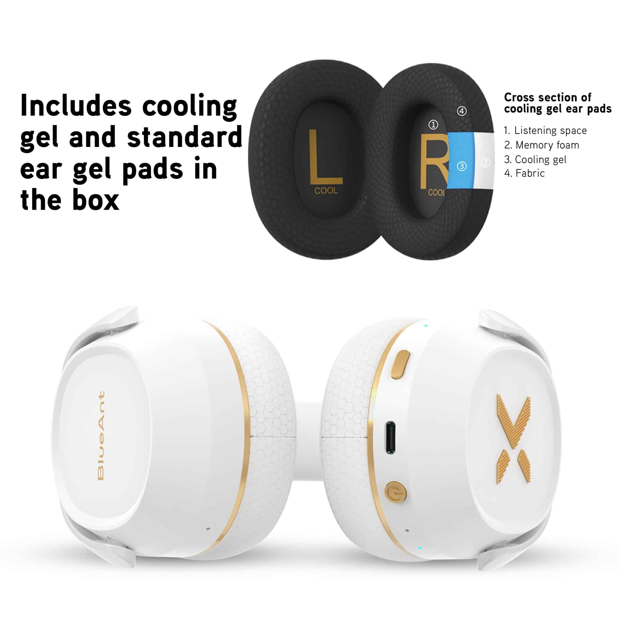 BlueAnt Pump X - Audífonos de Gimnasio | Blanco/Dorado | - Imagen 5